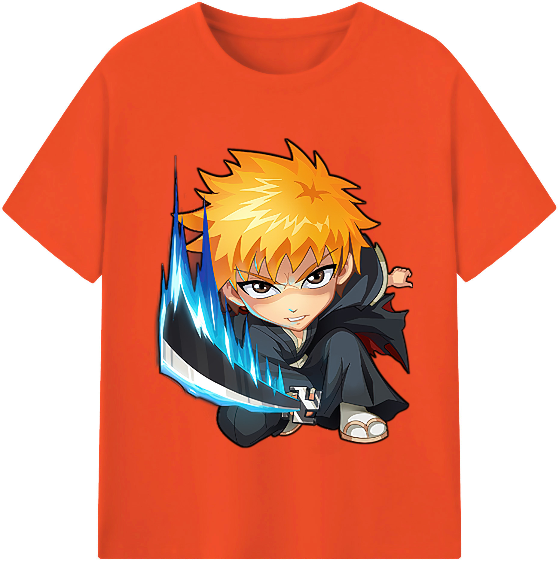 （画像用） ブリーチ 黒崎一護（くろさき いちご）BLEACH Kurosaki Ichigo 綿100％半袖Tシャツ（フロントプリント）