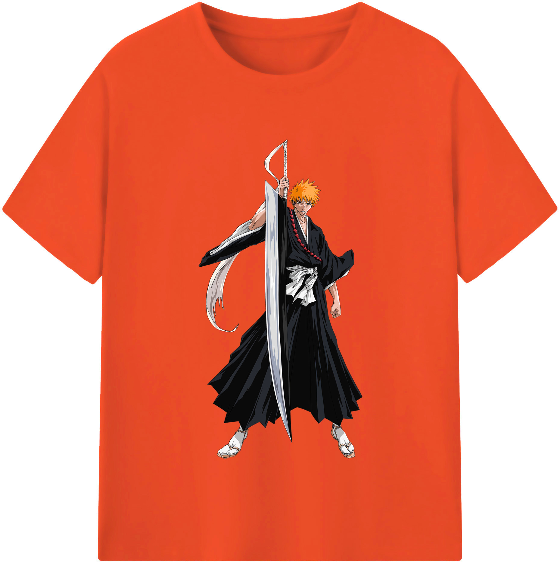 （画像用） ブリーチ 黒崎一護（くろさき いちご）BLEACH Kurosaki Ichigo 綿100％半袖Tシャツ（フロントプリント）