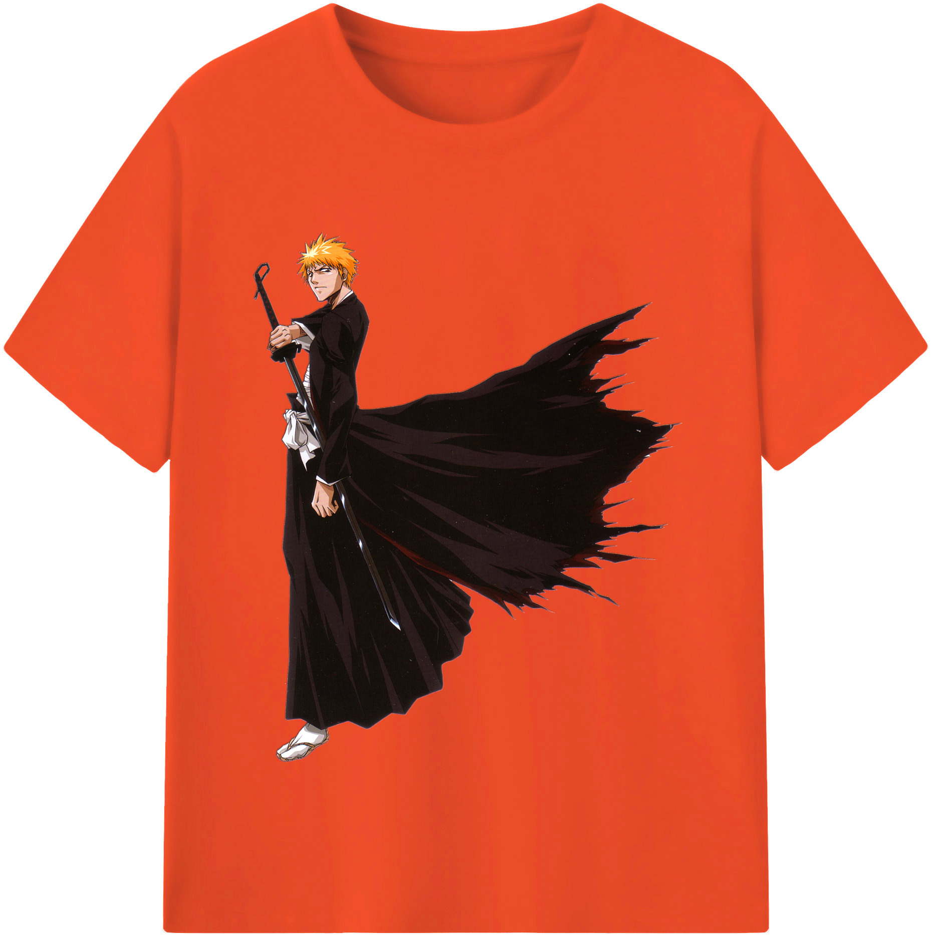 （画像用） ブリーチ 黒崎一護（くろさき いちご）BLEACH Kurosaki Ichigo 綿100％半袖Tシャツ（フロントプリント）