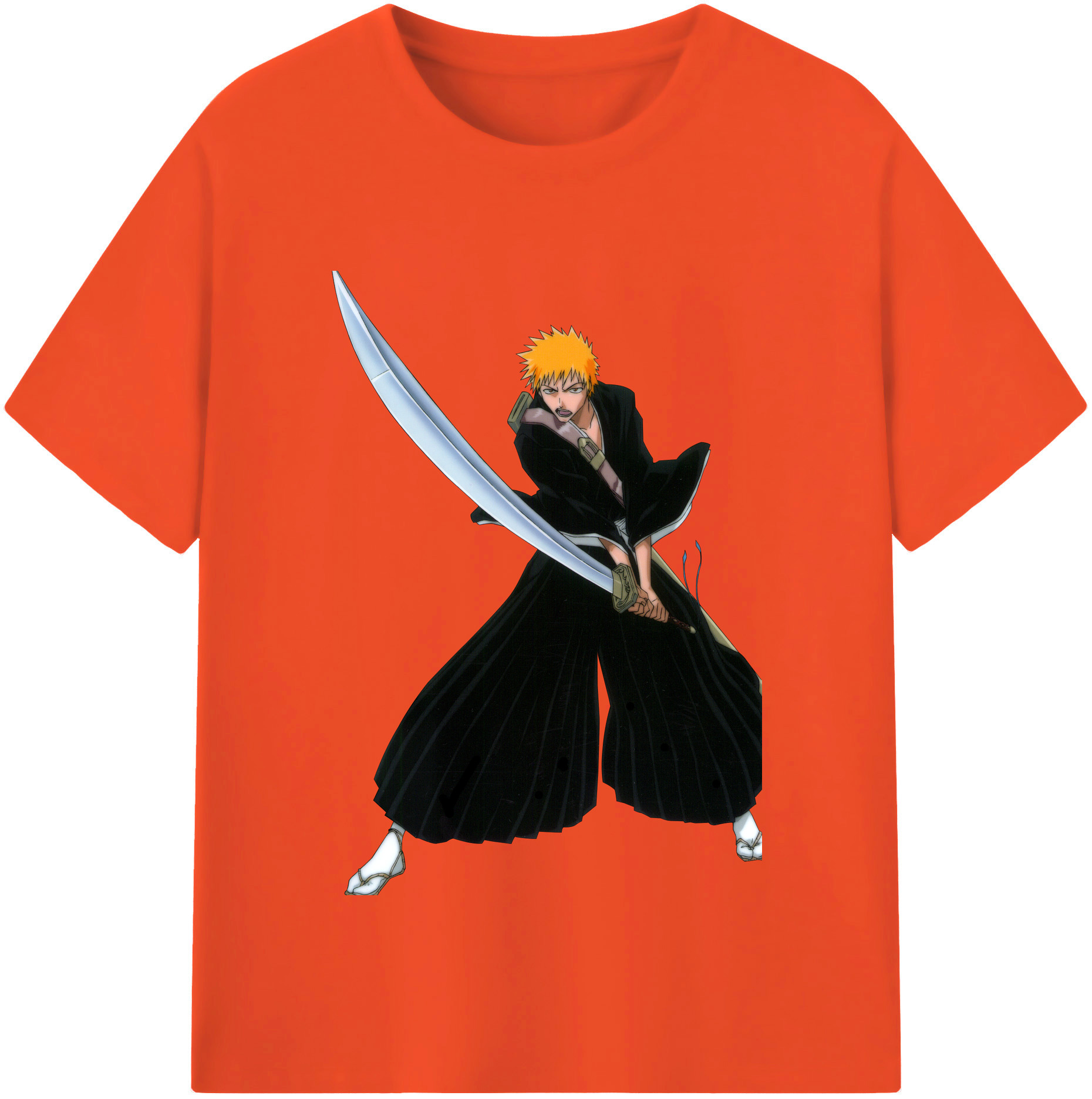 （画像用） ブリーチ 黒崎一護（くろさき いちご）BLEACH Kurosaki Ichigo 綿100％半袖Tシャツ（フロントプリント）