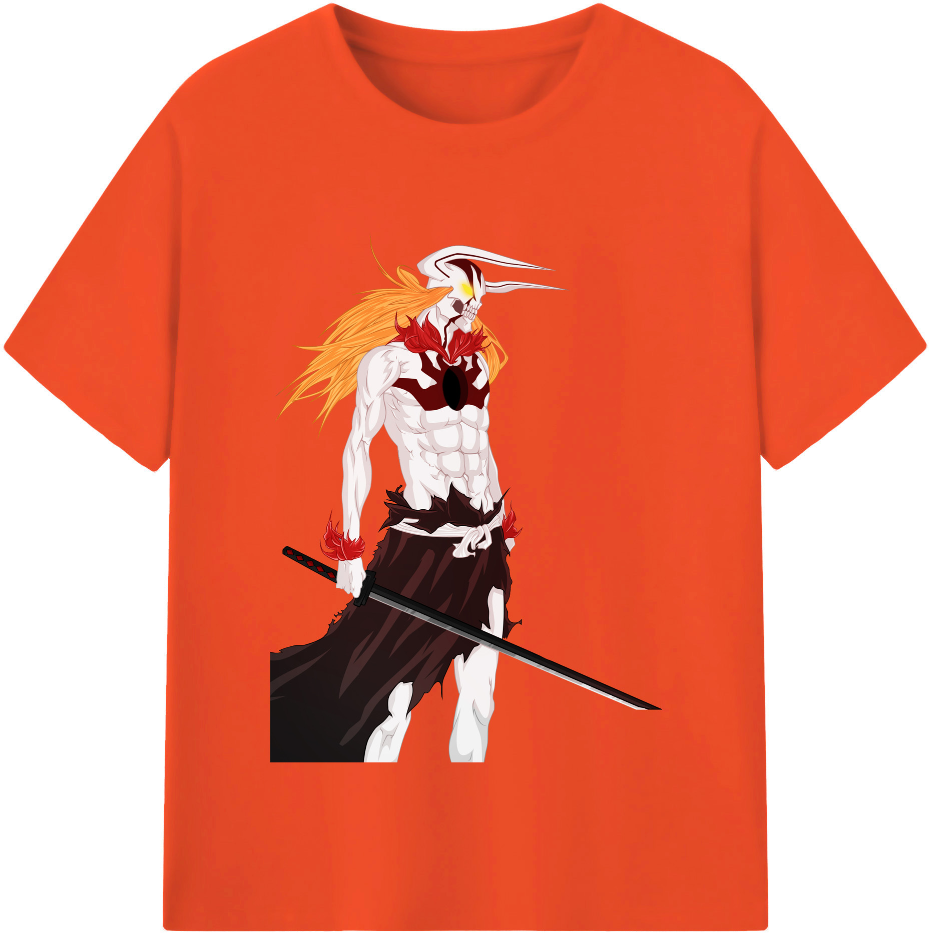 （画像用） ブリーチ 黒崎一護（くろさき いちご）BLEACH Kurosaki Ichigo 綿100％半袖Tシャツ（フロントプリント）