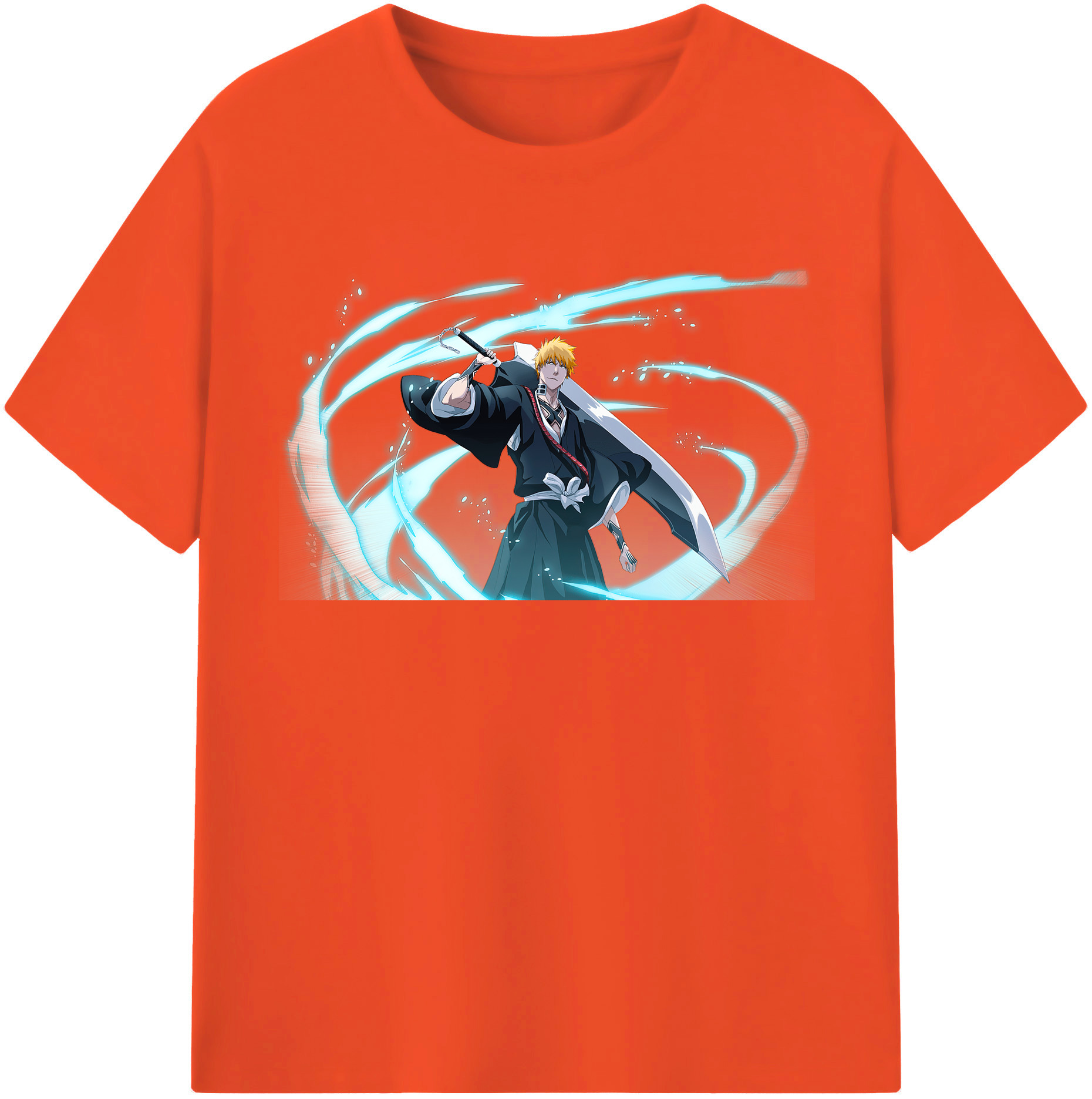 （画像用） ブリーチ 黒崎一護（くろさき いちご）BLEACH Kurosaki Ichigo 綿100％半袖Tシャツ（フロントプリント）