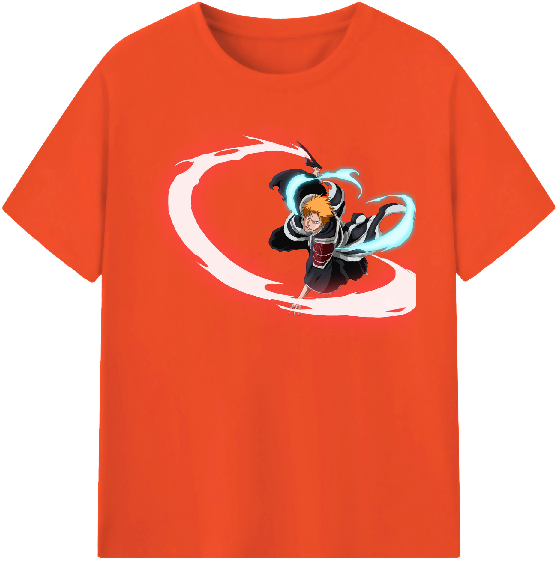 （画像用） ブリーチ 黒崎一護（くろさき いちご）BLEACH Kurosaki Ichigo 綿100％半袖Tシャツ（フロントプリント）