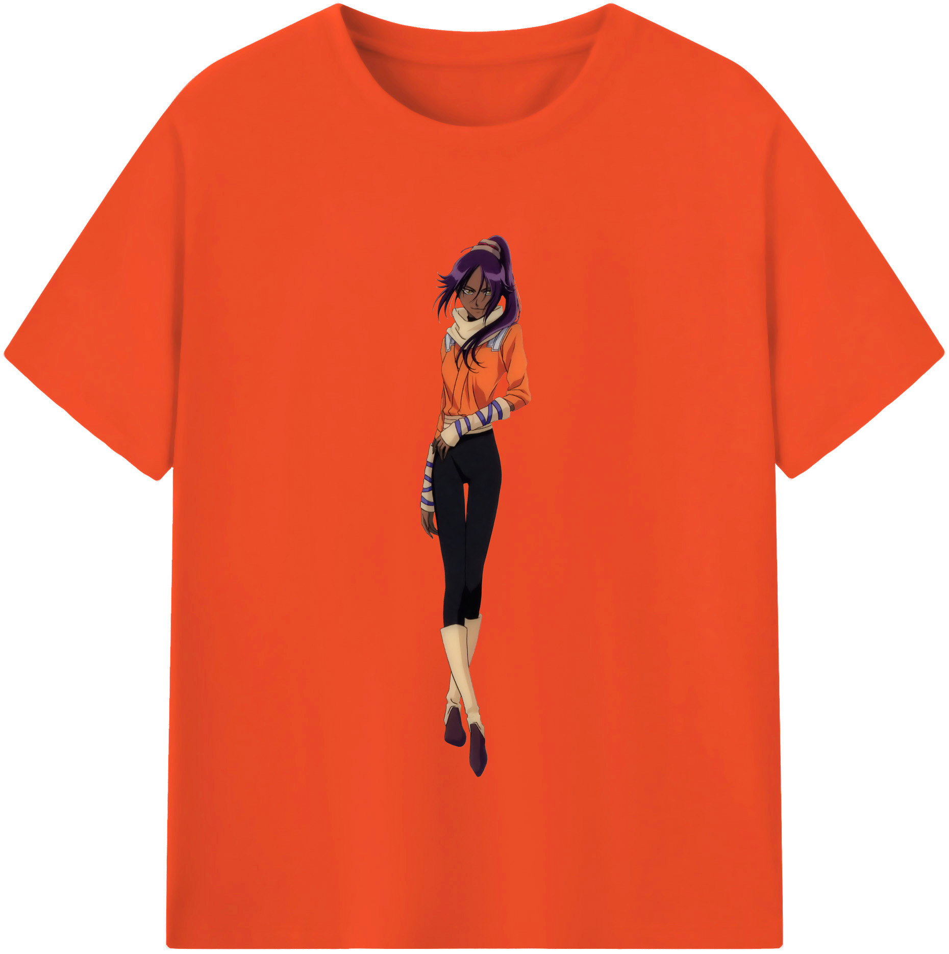 （画像用） ブリーチ 四楓院 夜一（しほういん よるいち） BLEACH Shihouin Yoruichi 綿100％半袖Tシャツ（フロントプリント）