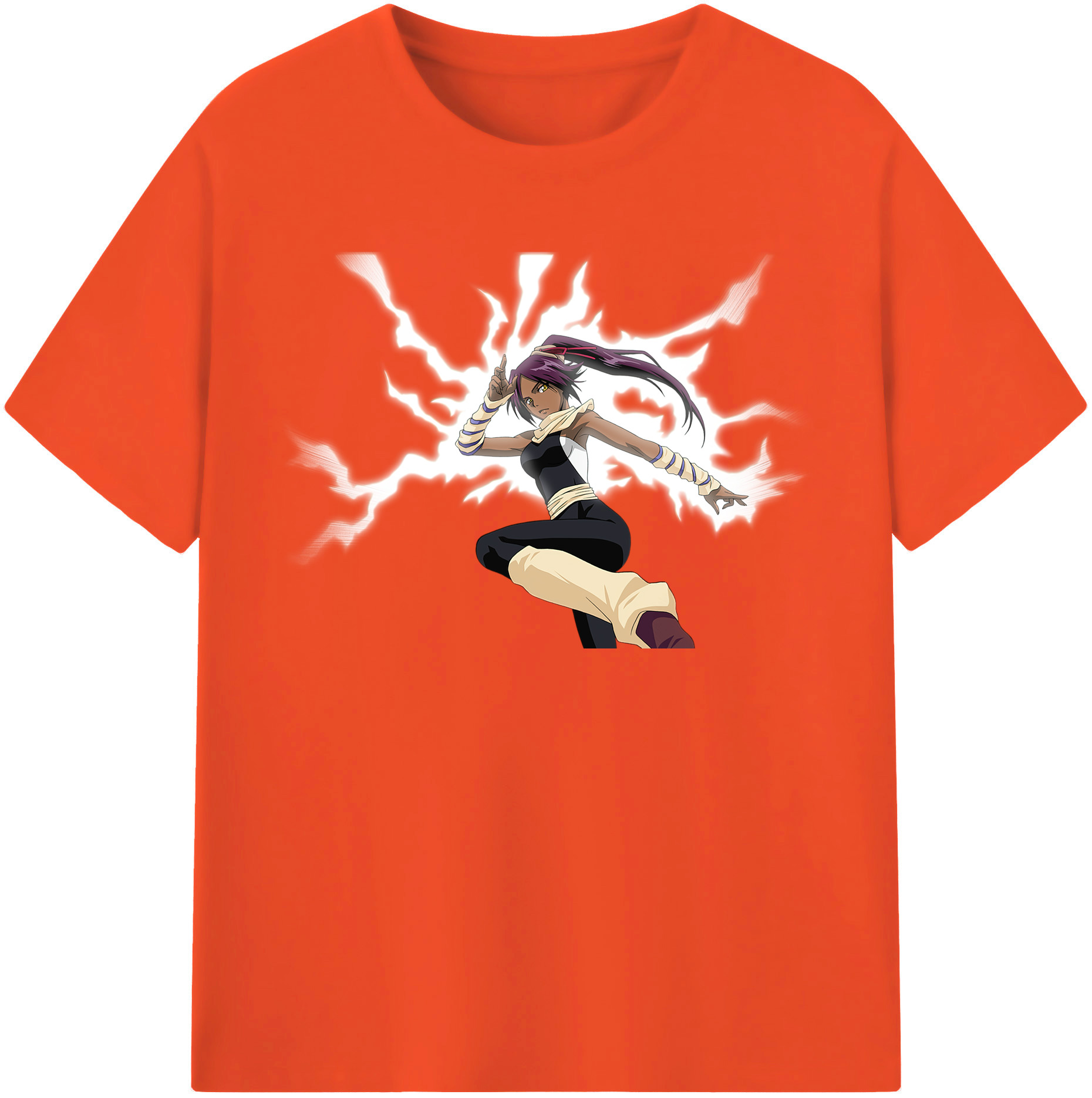（画像用） ブリーチ 四楓院 夜一（しほういん よるいち） BLEACH Shihouin Yoruichi 綿100％半袖Tシャツ（フロントプリント）