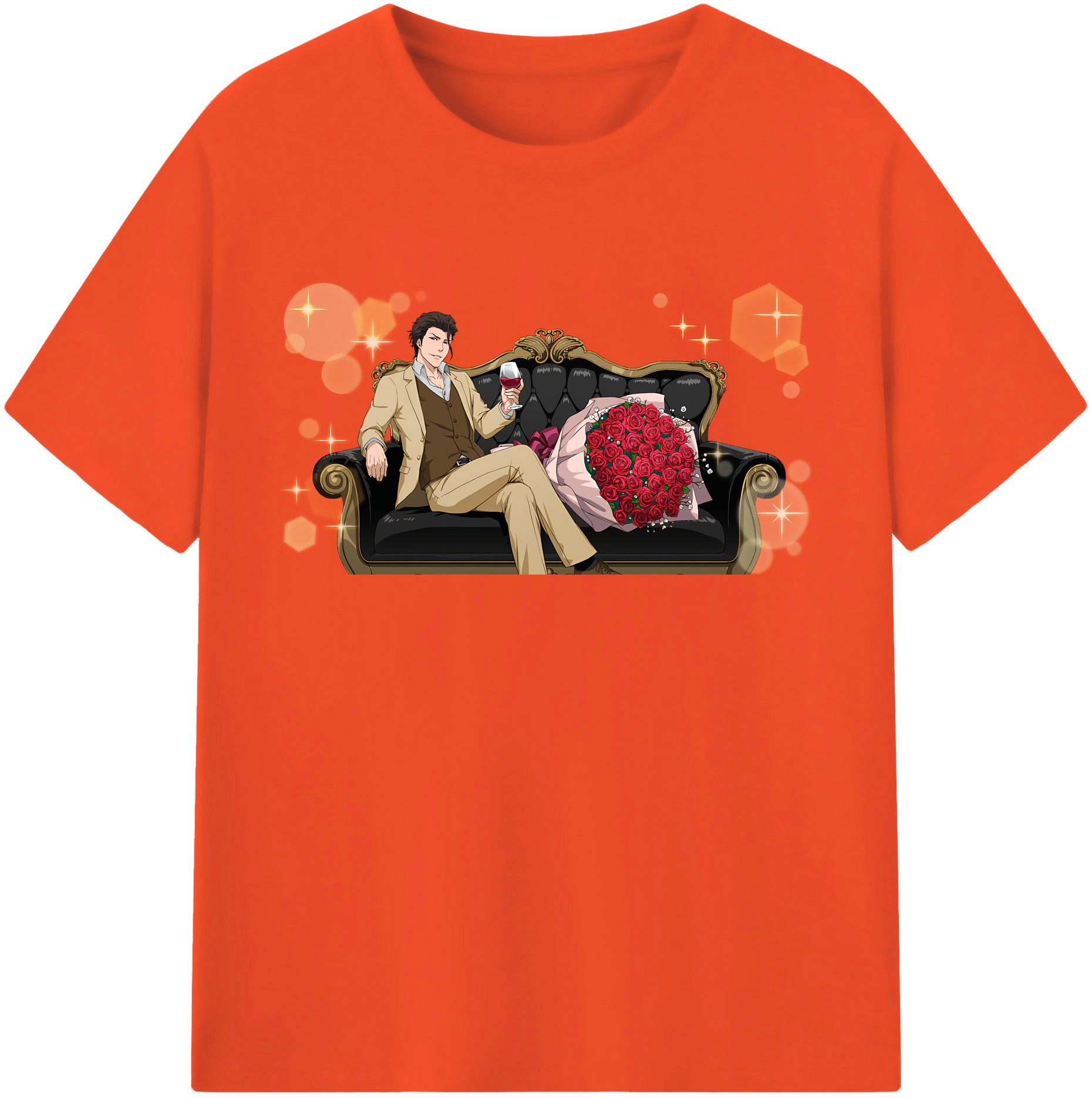 （画像用） ブリーチ 藍染 惣右介（あいぜん そうすけ） BLEACH Aizen Sousuke 綿100％半袖Tシャツ（フロントプリント）