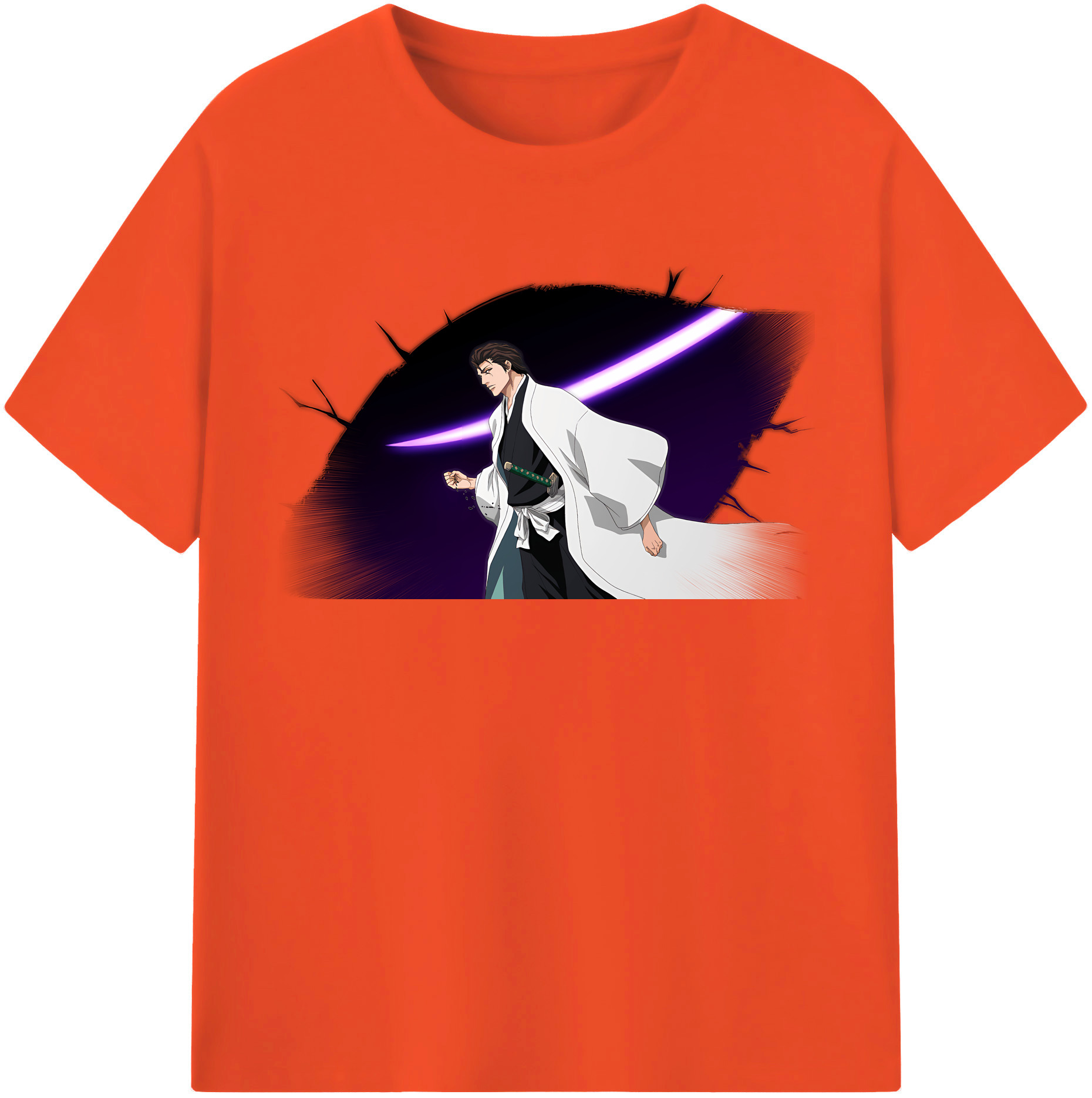 （画像用） ブリーチ 藍染 惣右介（あいぜん そうすけ） BLEACH Aizen Sousuke 綿100％半袖Tシャツ（フロントプリント）