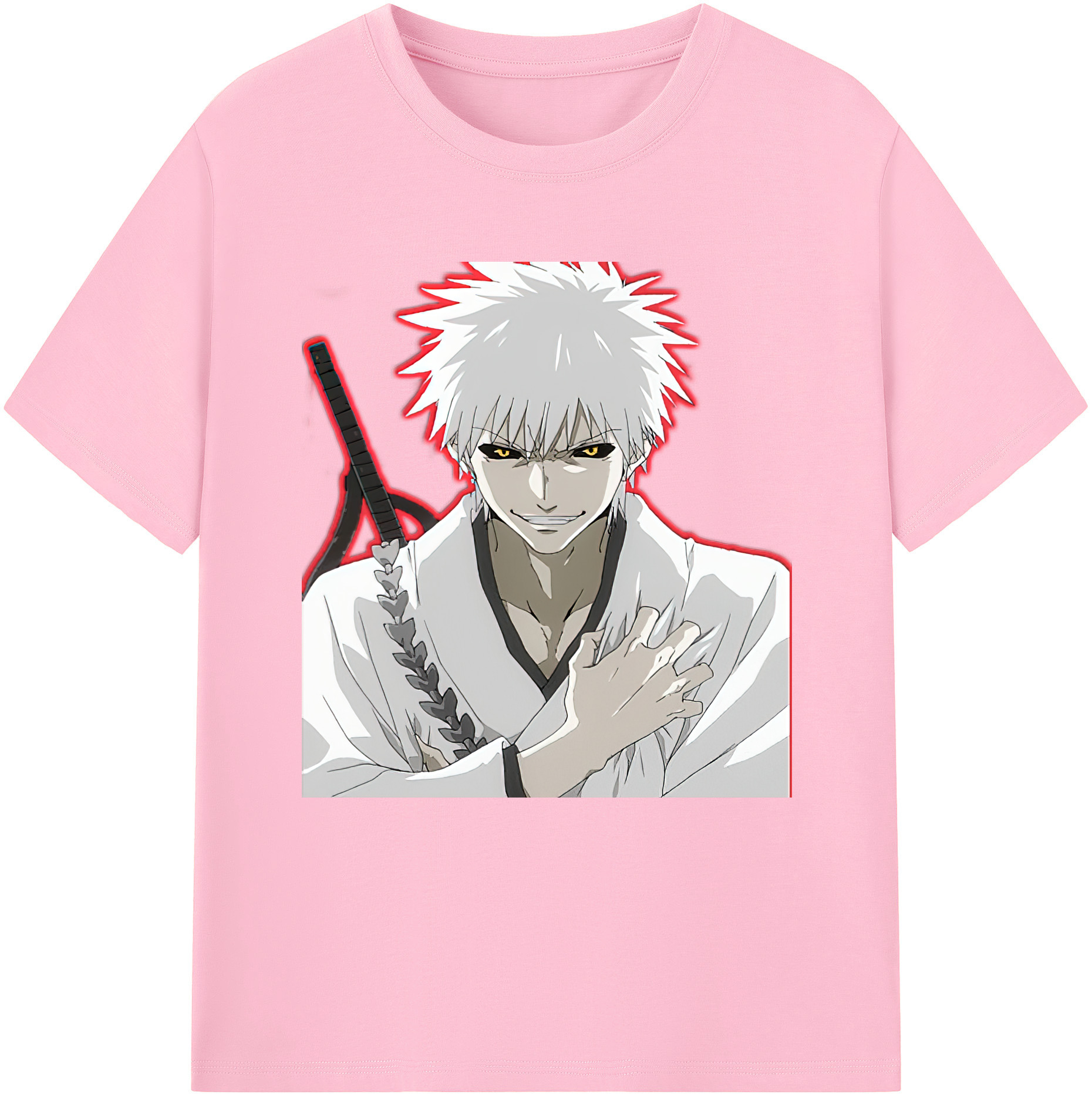 （画像用） ブリーチ 黒崎一護（くろさき いちご）BLEACH Kurosaki Ichigo 綿100％半袖Tシャツ（フロントプリント）