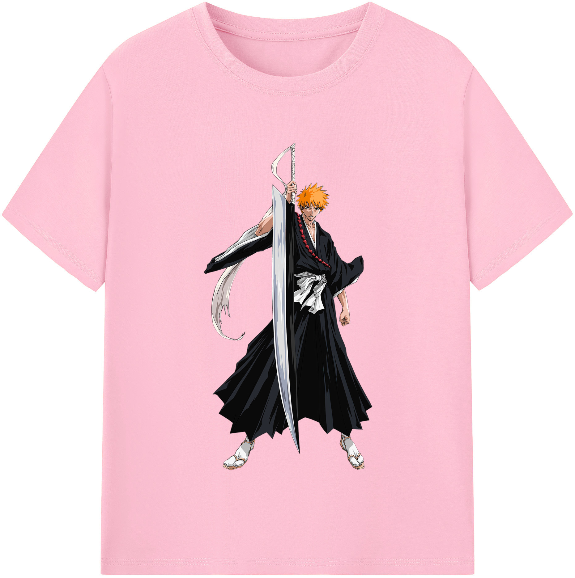 （画像用） ブリーチ 黒崎一護（くろさき いちご）BLEACH Kurosaki Ichigo 綿100％半袖Tシャツ（フロントプリント）