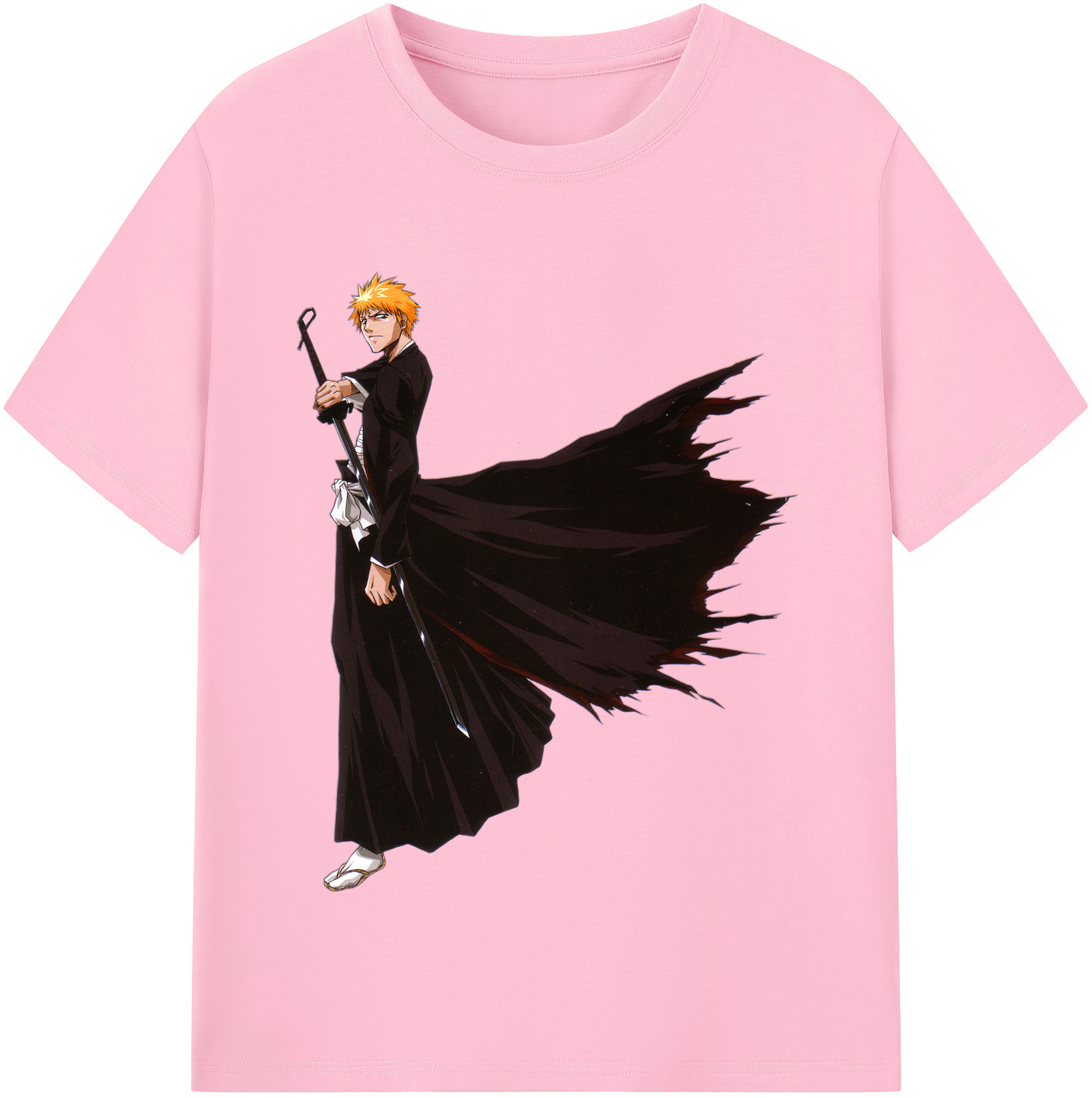 （画像用） ブリーチ 黒崎一護（くろさき いちご）BLEACH Kurosaki Ichigo 綿100％半袖Tシャツ（フロントプリント）