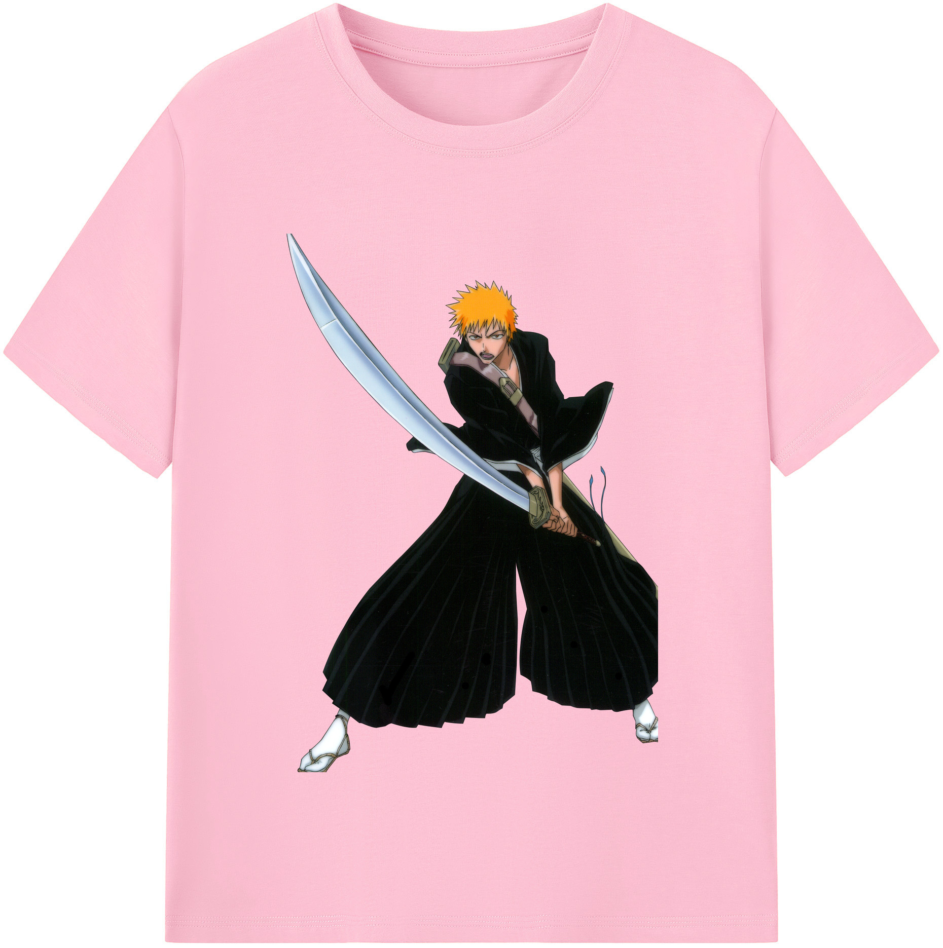 （画像用） ブリーチ 黒崎一護（くろさき いちご）BLEACH Kurosaki Ichigo 綿100％半袖Tシャツ（フロントプリント）