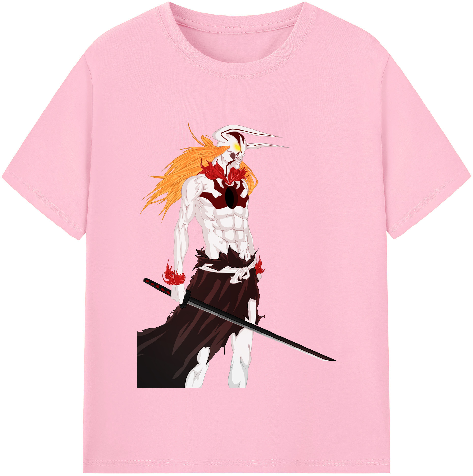 （画像用） ブリーチ 黒崎一護（くろさき いちご）BLEACH Kurosaki Ichigo 綿100％半袖Tシャツ（フロントプリント）