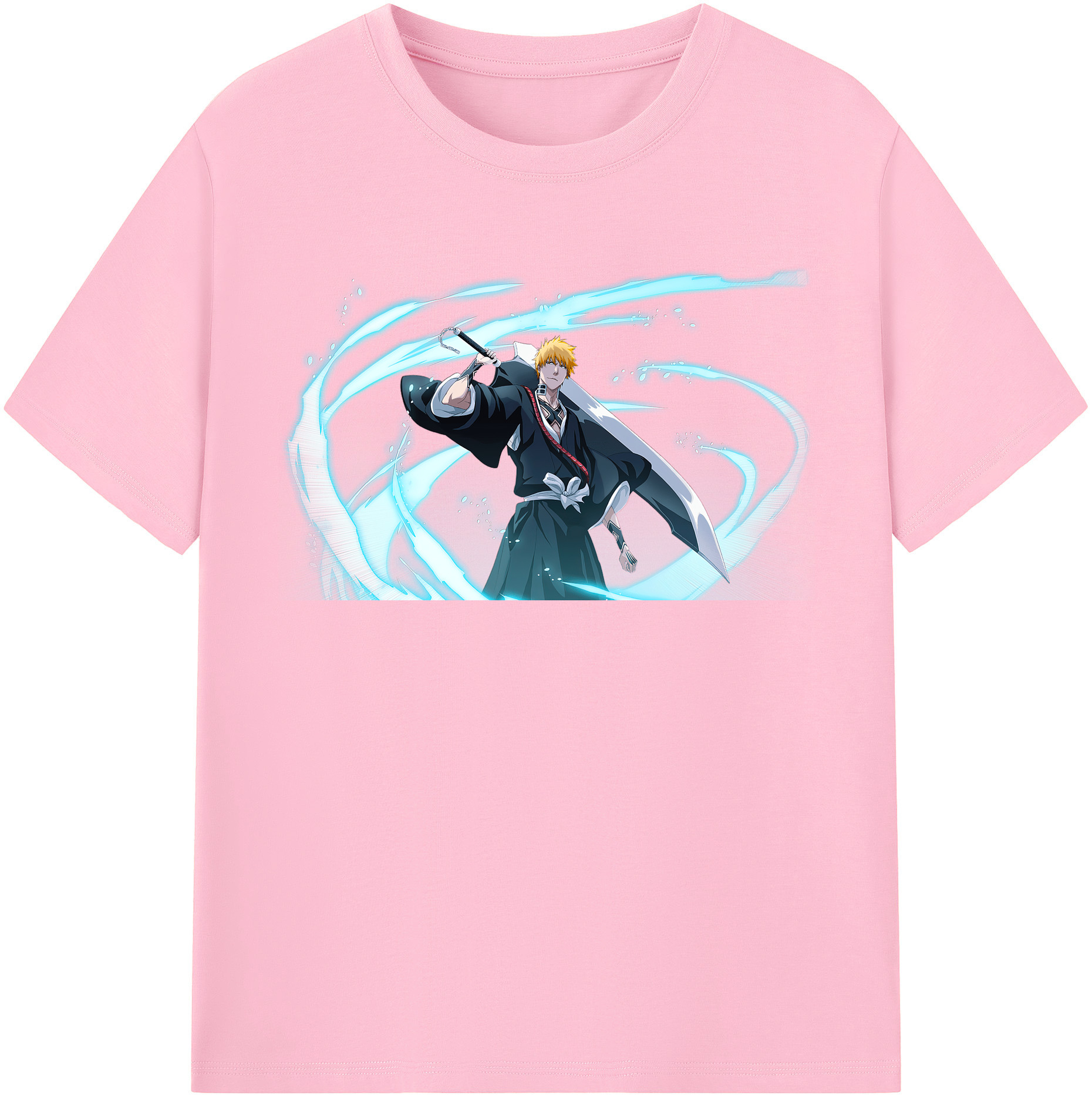 （画像用） ブリーチ 黒崎一護（くろさき いちご）BLEACH Kurosaki Ichigo 綿100％半袖Tシャツ（フロントプリント）