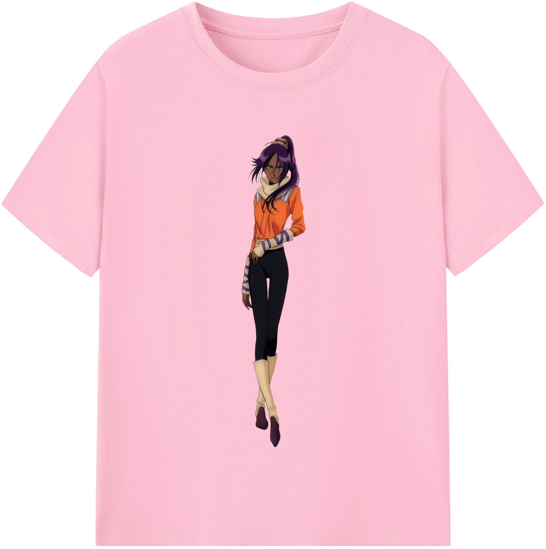 （画像用） ブリーチ 四楓院 夜一（しほういん よるいち） BLEACH Shihouin Yoruichi 綿100％半袖Tシャツ（フロントプリント）