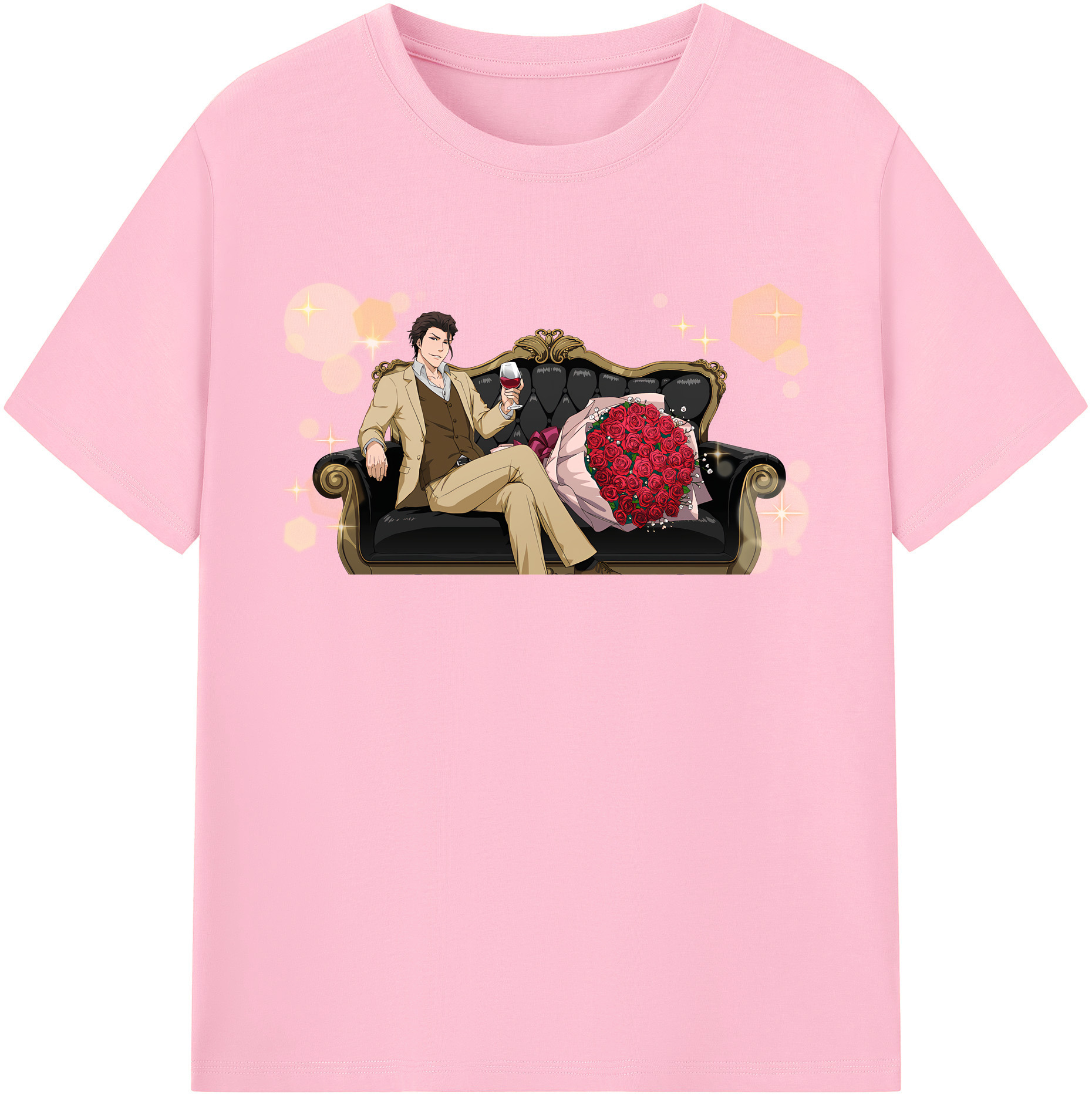 （画像用） ブリーチ 藍染 惣右介（あいぜん そうすけ） BLEACH Aizen Sousuke 綿100％半袖Tシャツ（フロントプリント）