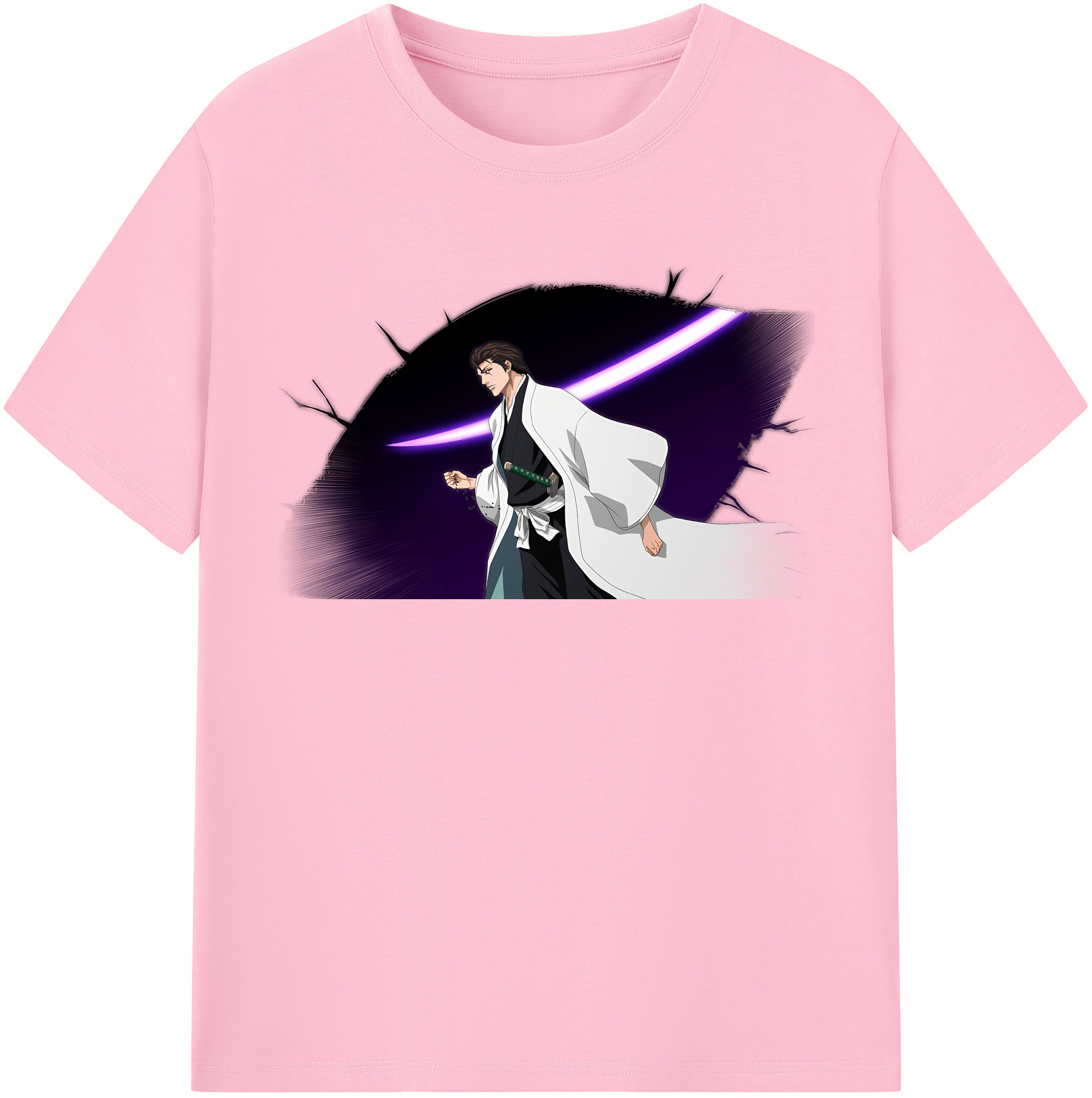 （画像用） ブリーチ 藍染 惣右介（あいぜん そうすけ） BLEACH Aizen Sousuke 綿100％半袖Tシャツ（フロントプリント）