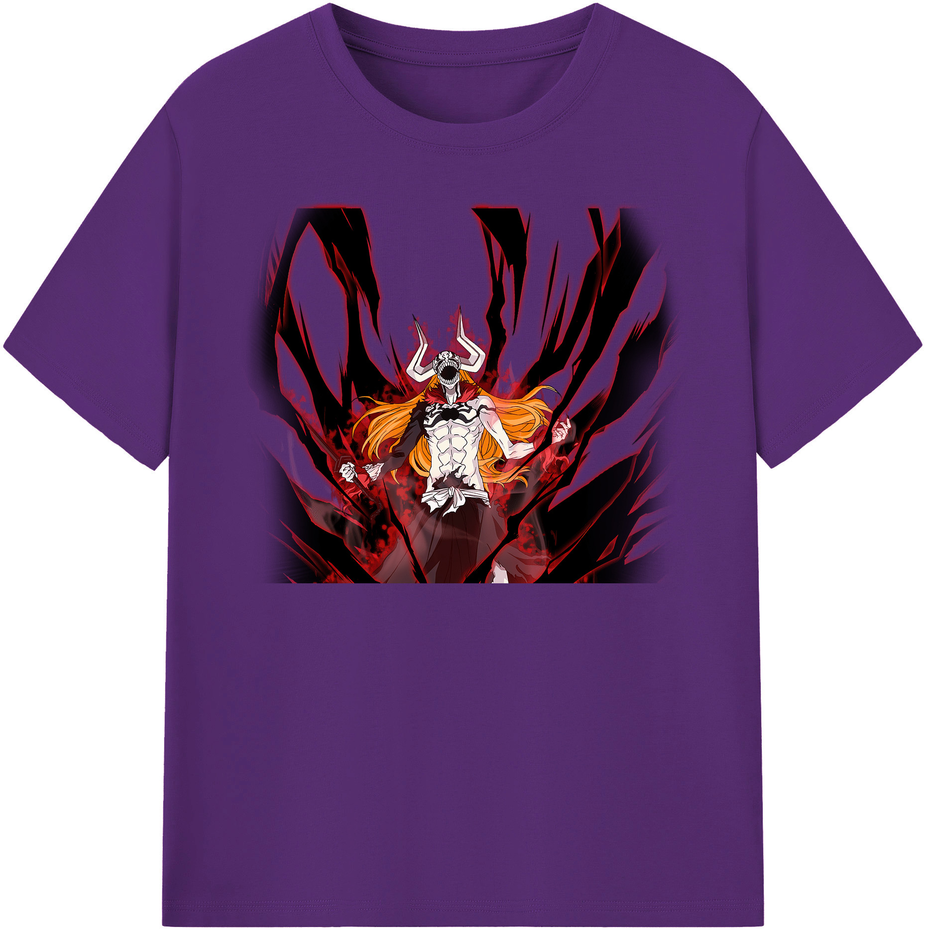 （画像用） ブリーチ 黒崎一護（くろさき いちご）BLEACH Kurosaki Ichigo 綿100％半袖Tシャツ（フロントプリント）