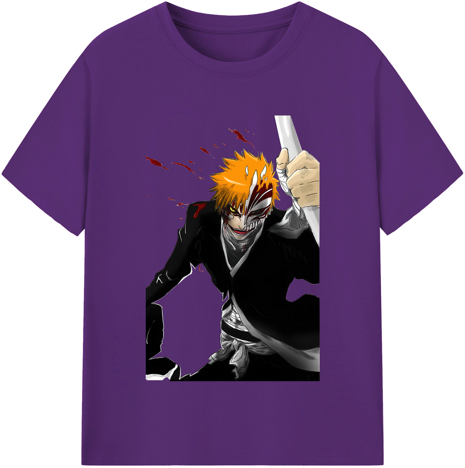 （画像用） ブリーチ 黒崎一護（くろさき いちご）BLEACH Kurosaki Ichigo 綿100％半袖Tシャツ（フロントプリント）