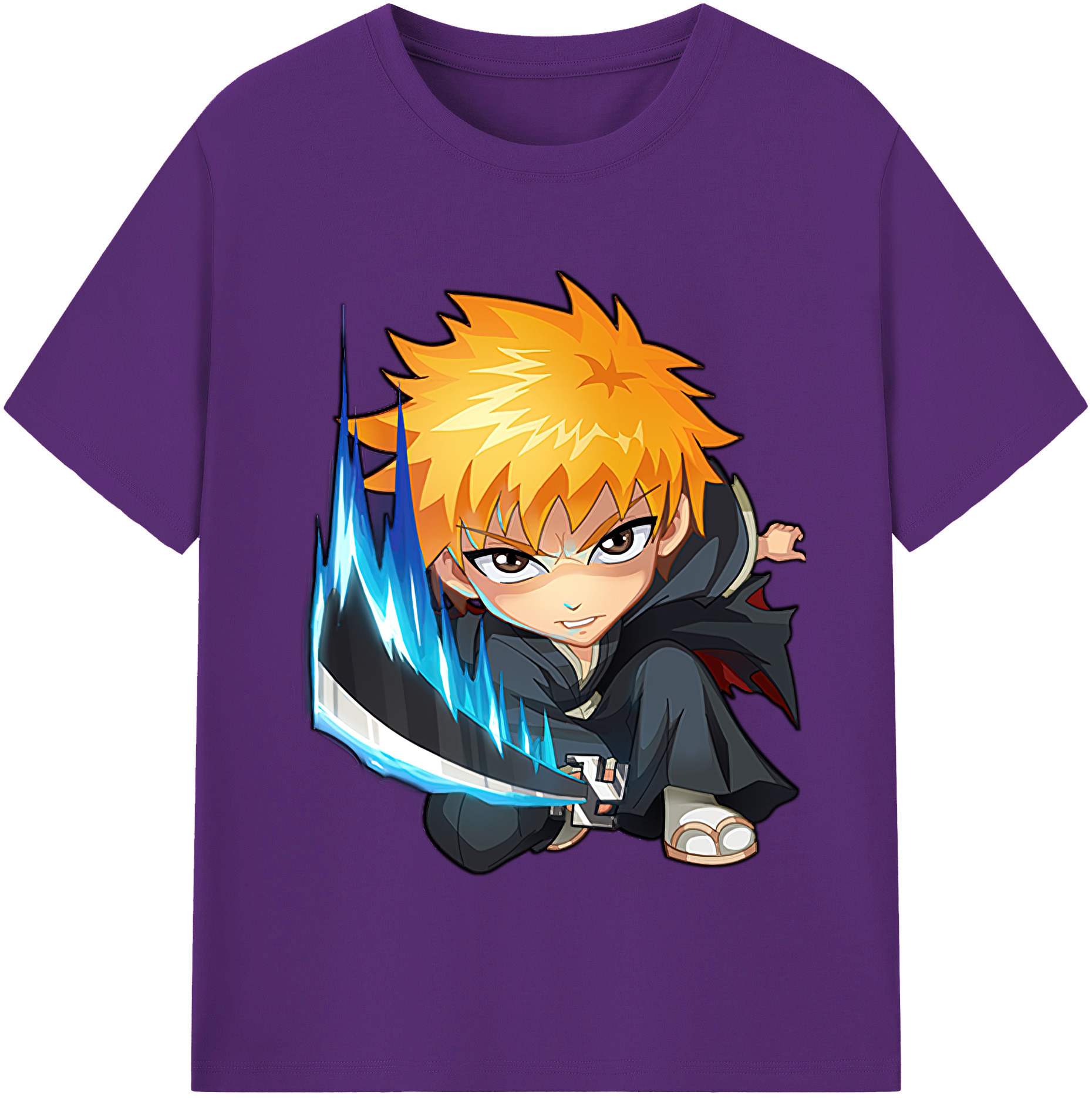 （画像用） ブリーチ 黒崎一護（くろさき いちご）BLEACH Kurosaki Ichigo 綿100％半袖Tシャツ（フロントプリント）