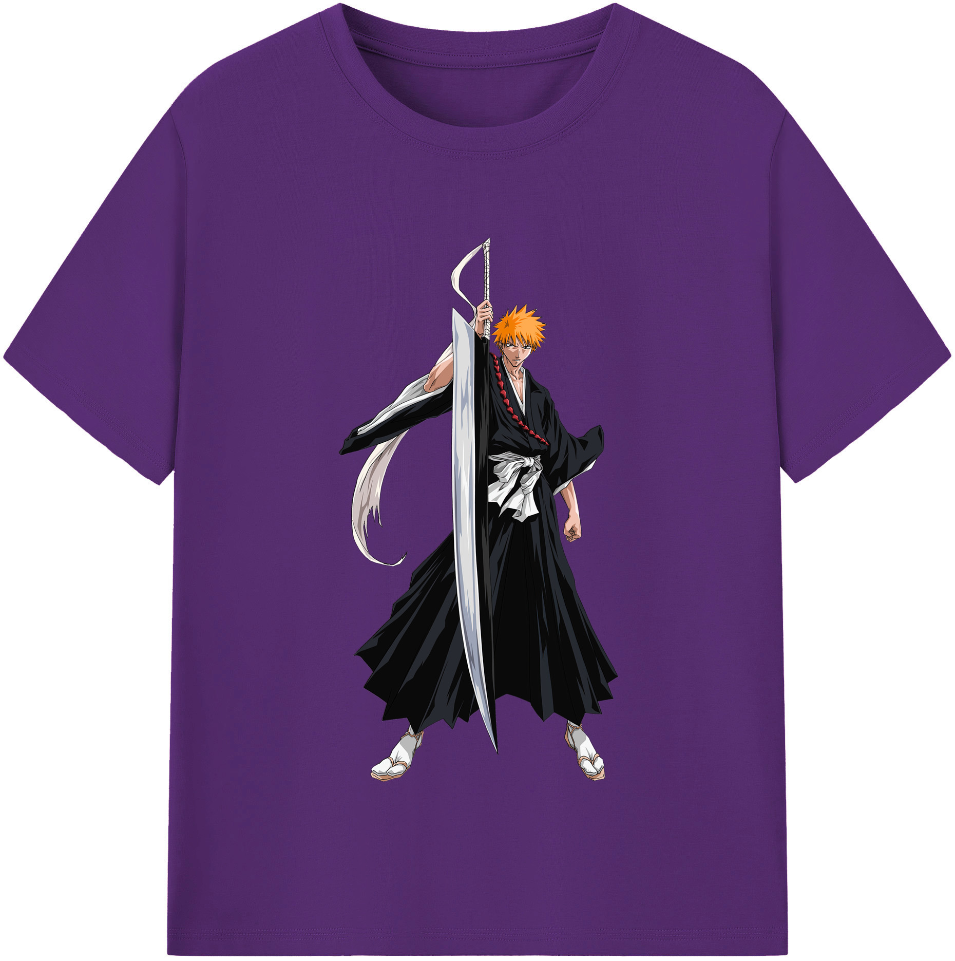 （画像用） ブリーチ 黒崎一護（くろさき いちご）BLEACH Kurosaki Ichigo 綿100％半袖Tシャツ（フロントプリント）