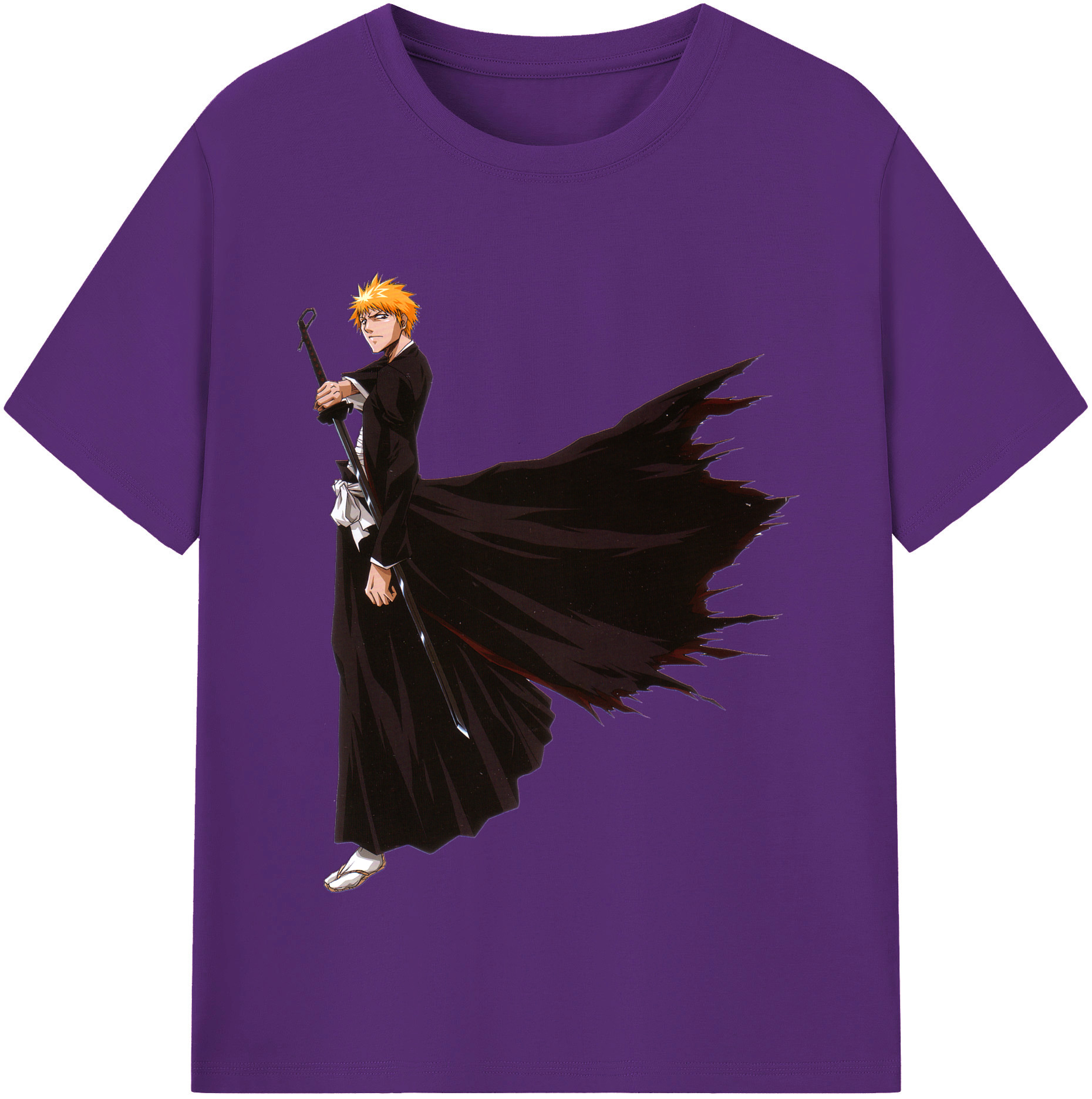 （画像用） ブリーチ 黒崎一護（くろさき いちご）BLEACH Kurosaki Ichigo 綿100％半袖Tシャツ（フロントプリント）