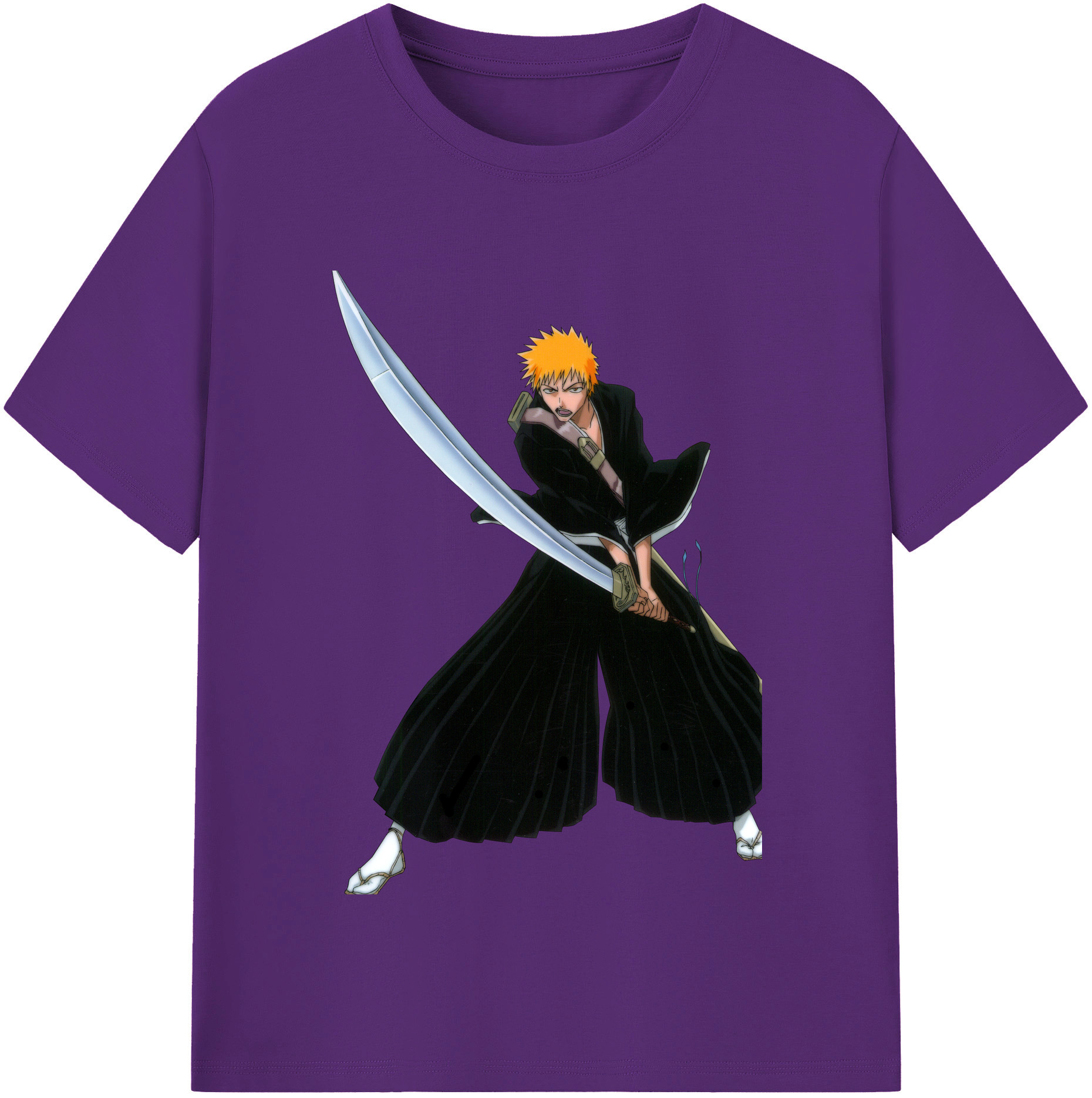 （画像用） ブリーチ 黒崎一護（くろさき いちご）BLEACH Kurosaki Ichigo 綿100％半袖Tシャツ（フロントプリント）