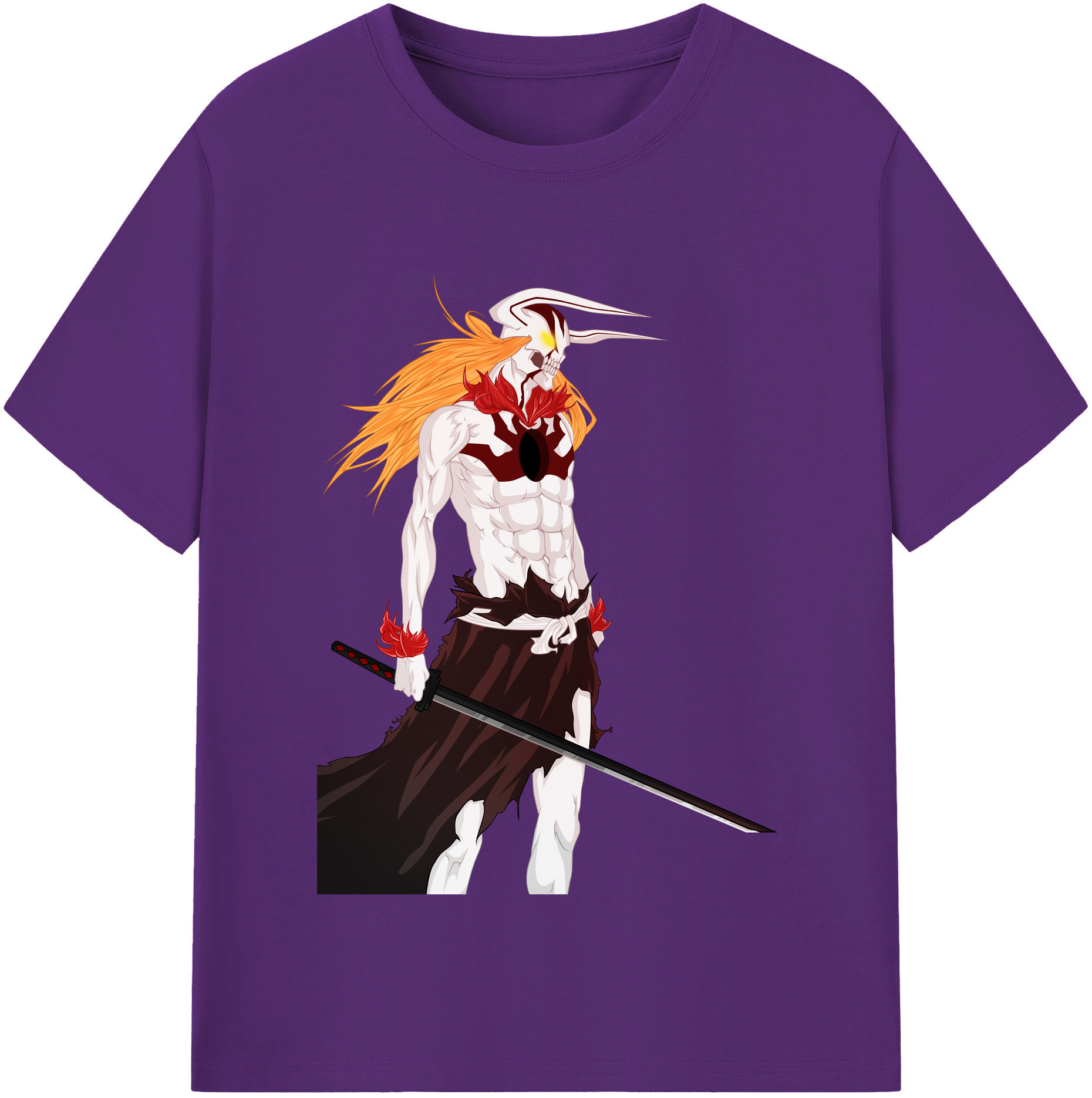（画像用） ブリーチ 黒崎一護（くろさき いちご）BLEACH Kurosaki Ichigo 綿100％半袖Tシャツ（フロントプリント）