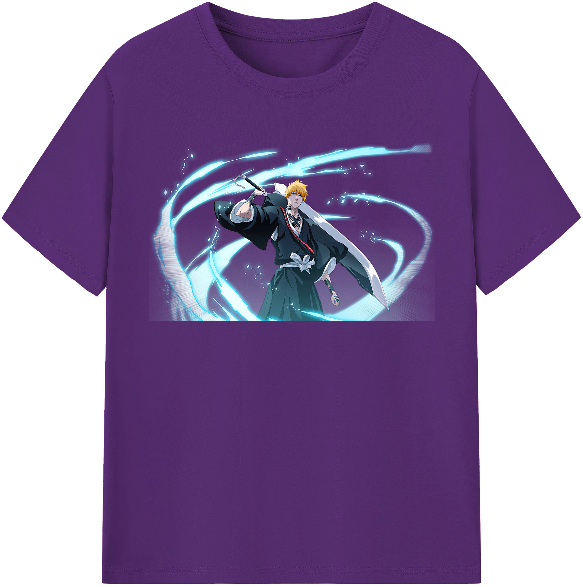 （画像用） ブリーチ 黒崎一護（くろさき いちご）BLEACH Kurosaki Ichigo 綿100％半袖Tシャツ（フロントプリント）