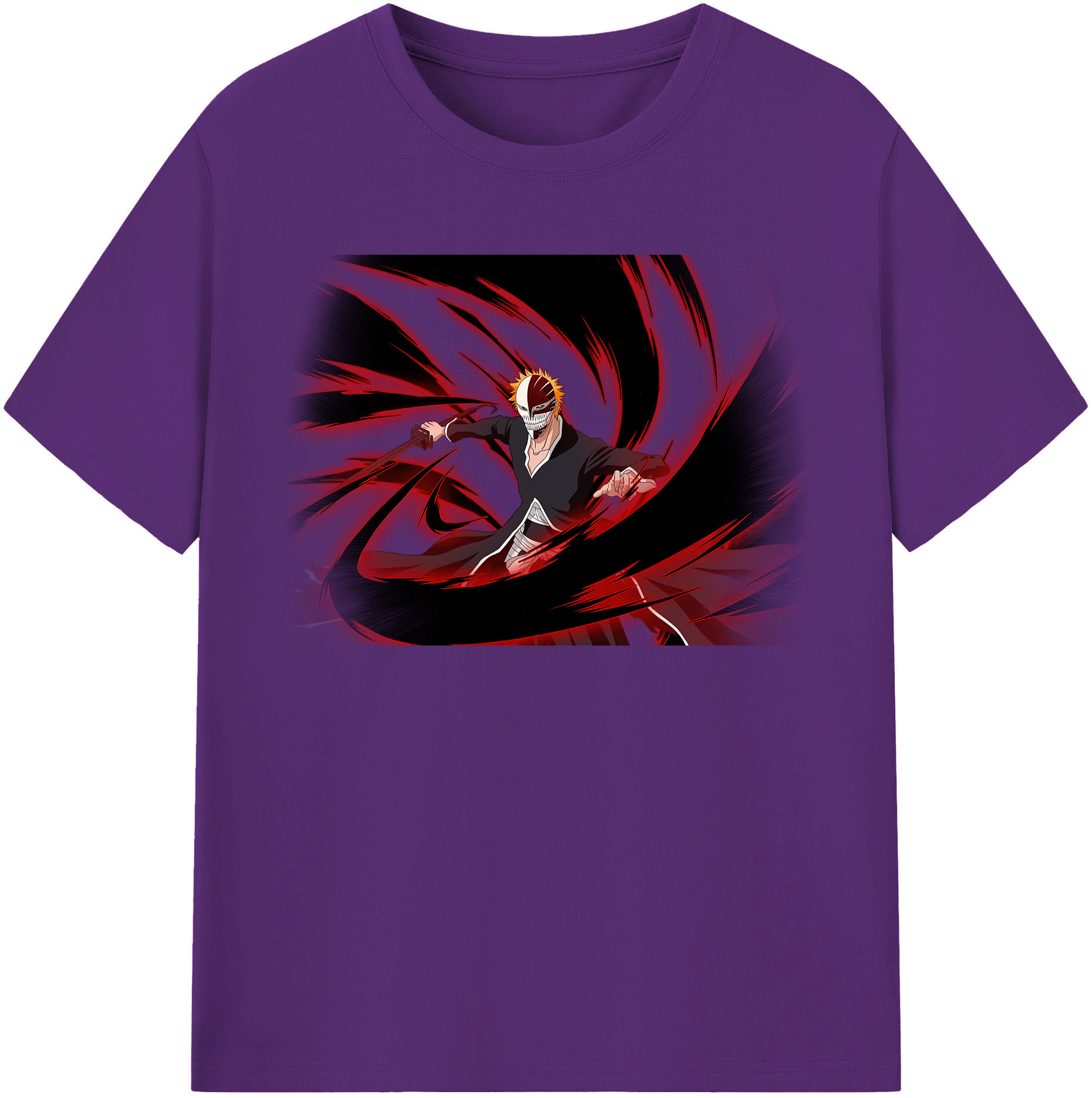 （画像用） ブリーチ 黒崎一護（くろさき いちご）BLEACH Kurosaki Ichigo 綿100％半袖Tシャツ（フロントプリント）