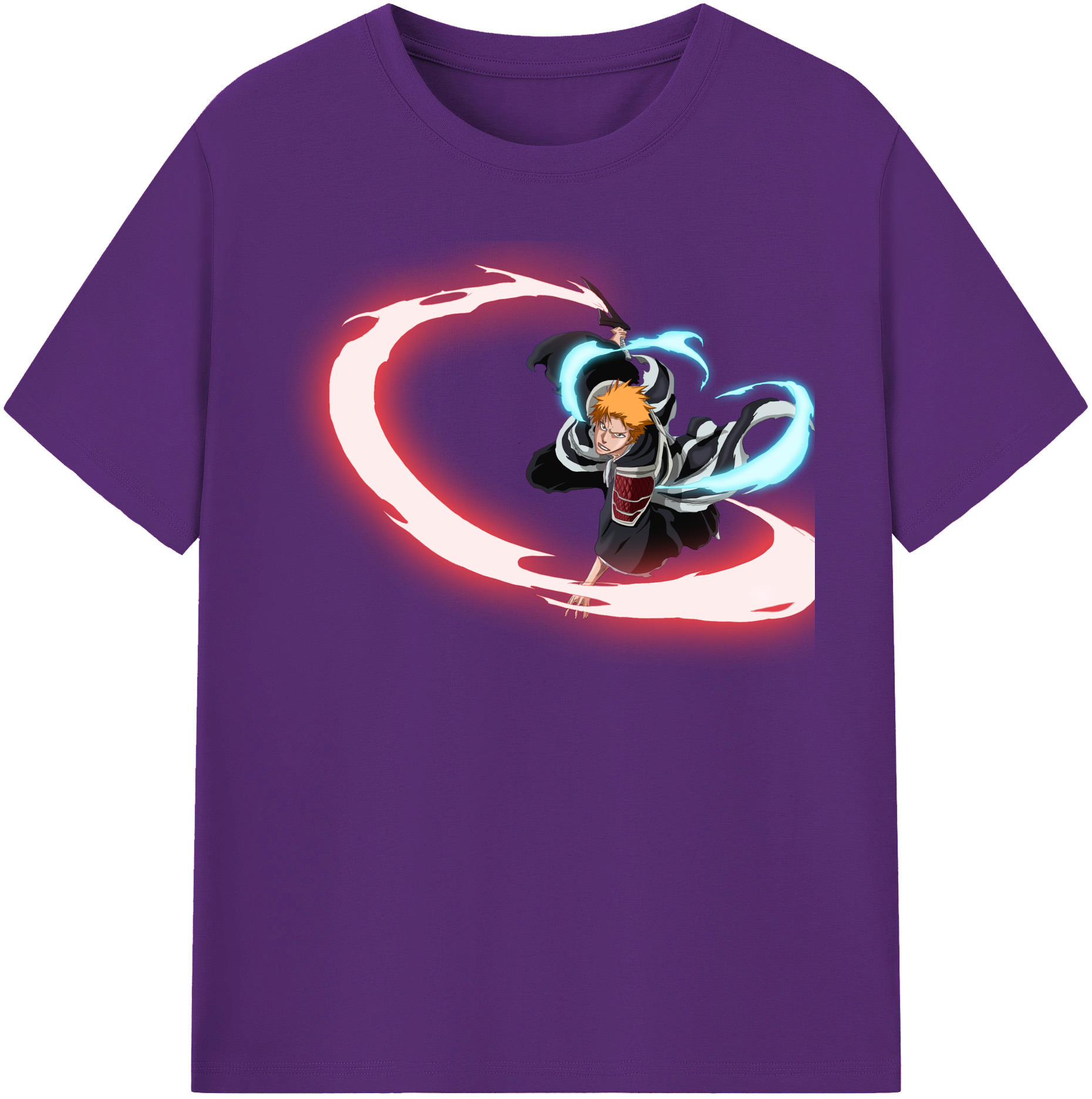（画像用） ブリーチ 黒崎一護（くろさき いちご）BLEACH Kurosaki Ichigo 綿100％半袖Tシャツ（フロントプリント）