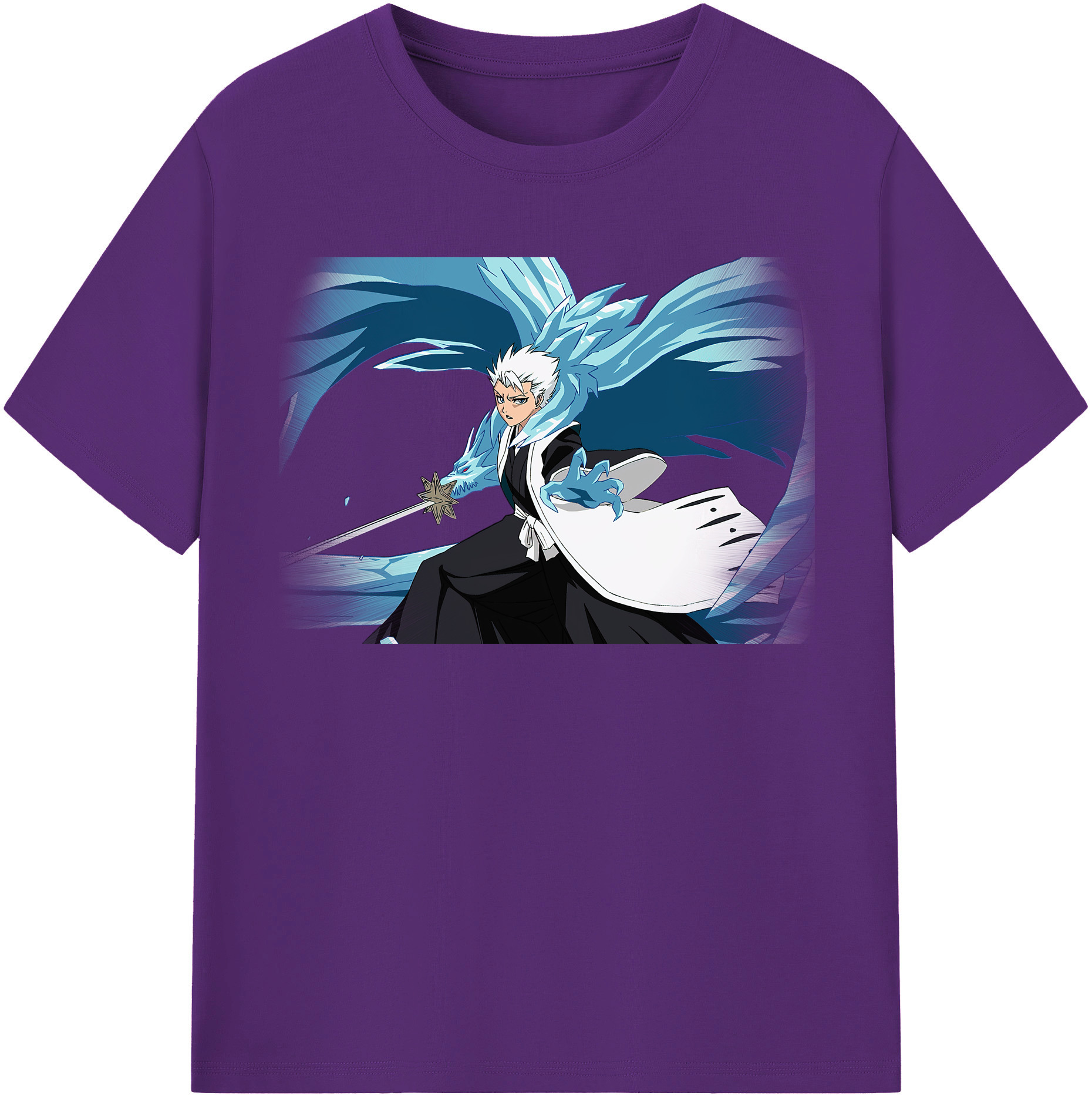 （画像用） ブリーチ 日番谷冬獅郎（ひつがや とうしろう） BLEACH Hitsugaya Toushirou 綿100％半袖Tシャツ（フロントプリント）