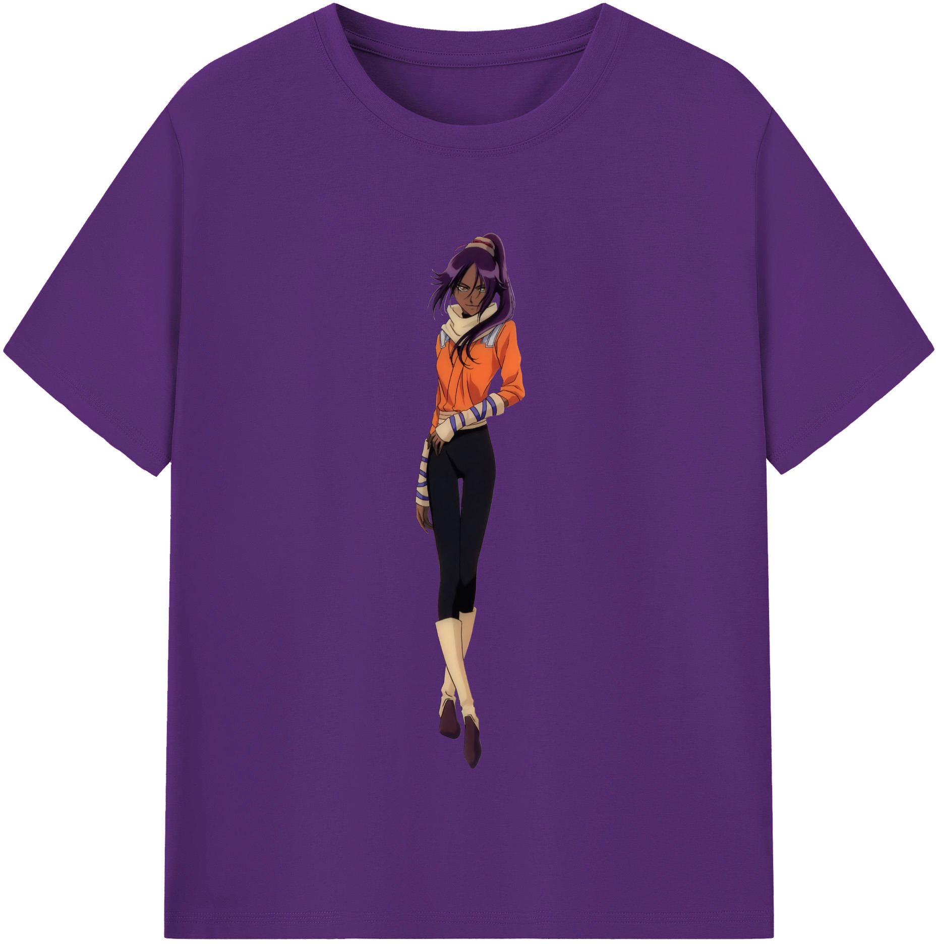 （画像用） ブリーチ 四楓院 夜一（しほういん よるいち） BLEACH Shihouin Yoruichi 綿100％半袖Tシャツ（フロントプリント）