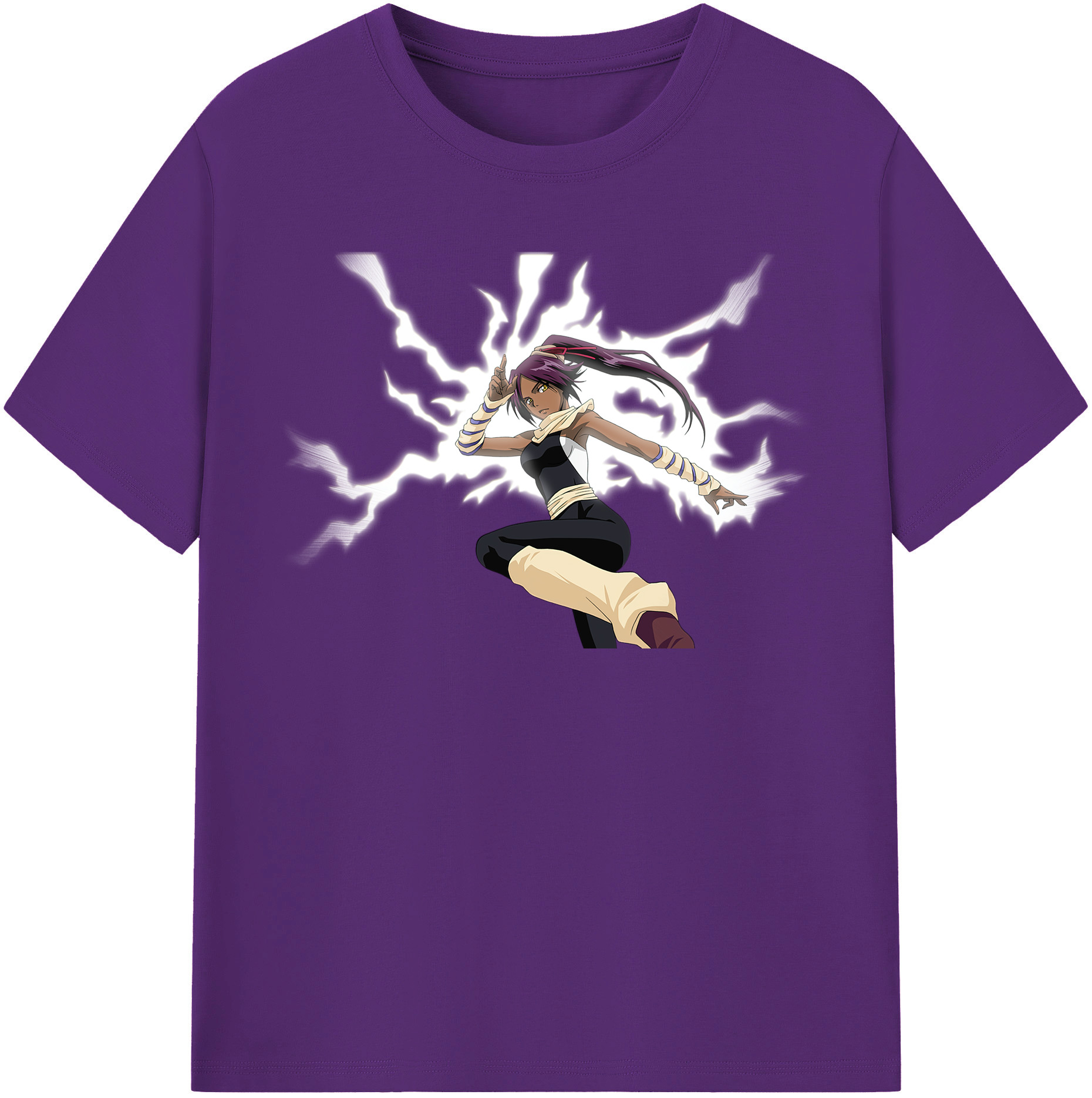 （画像用） ブリーチ 四楓院 夜一（しほういん よるいち） BLEACH Shihouin Yoruichi 綿100％半袖Tシャツ（フロントプリント）