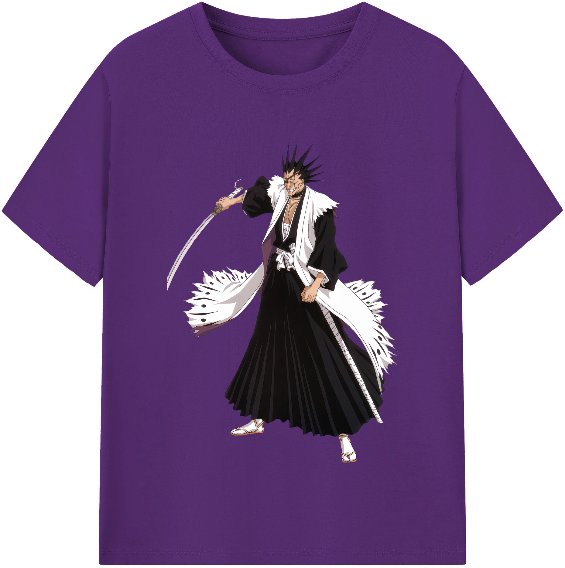 （画像用） ブリーチ ざらき けんぱち BLEACH Zaraki Kenpachi 綿100％半袖Tシャツ（フロントプリント）