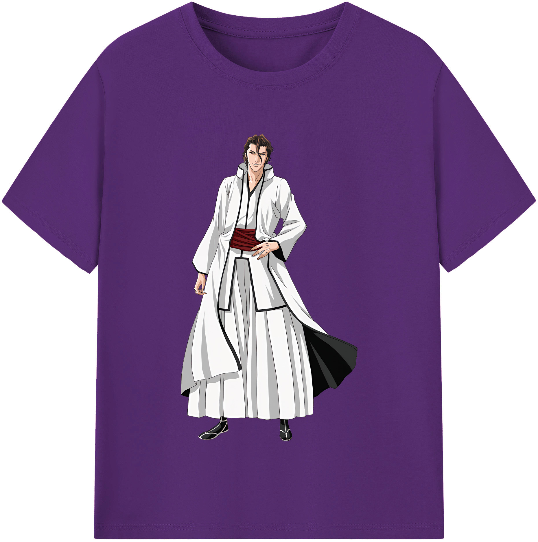 （画像用） ブリーチ 藍染 惣右介（あいぜん そうすけ） BLEACH Aizen Sousuke 綿100％半袖Tシャツ（フロントプリント）
