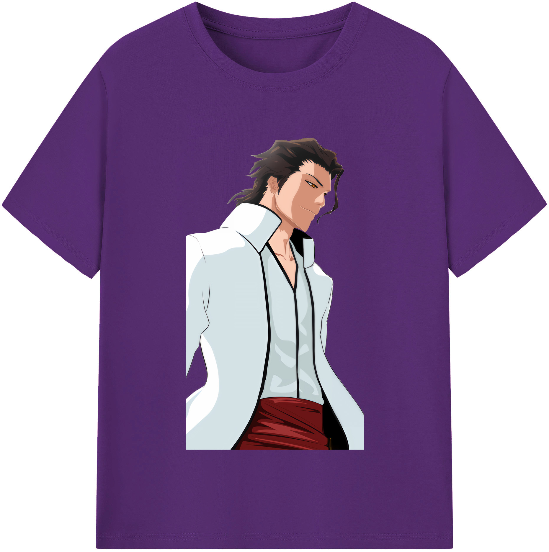 （画像用） ブリーチ 藍染 惣右介（あいぜん そうすけ） BLEACH Aizen Sousuke 綿100％半袖Tシャツ（フロントプリント）