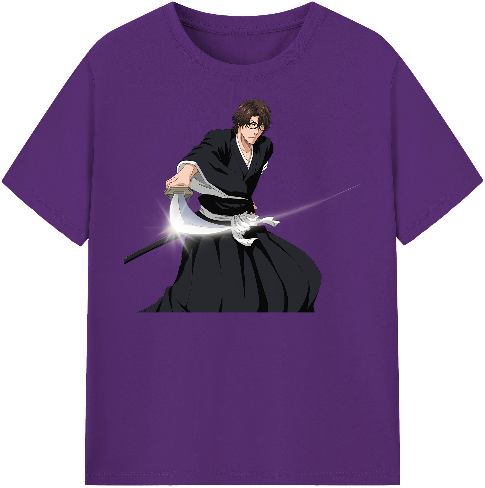 （画像用） ブリーチ 藍染 惣右介（あいぜん そうすけ） BLEACH Aizen Sousuke 綿100％半袖Tシャツ（フロントプリント）