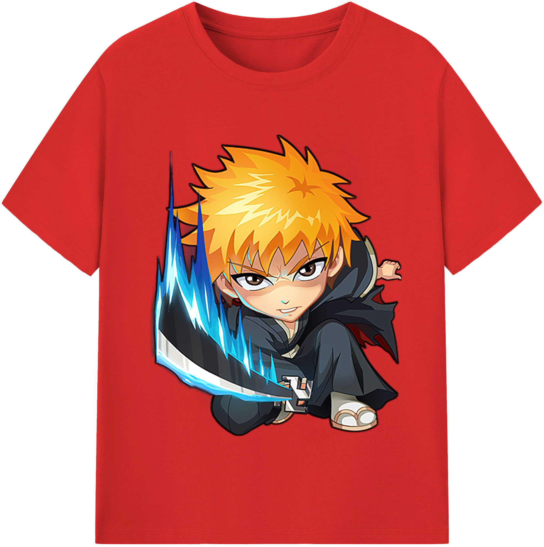 （画像用） ブリーチ 黒崎一護（くろさき いちご）BLEACH Kurosaki Ichigo 綿100％半袖Tシャツ（フロントプリント）