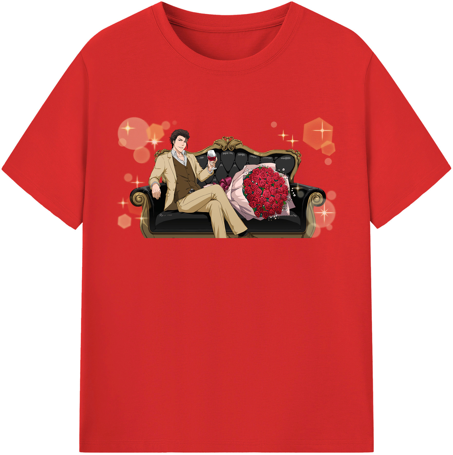 （画像用） ブリーチ 藍染 惣右介（あいぜん そうすけ） BLEACH Aizen Sousuke 綿100％半袖Tシャツ（フロントプリント）