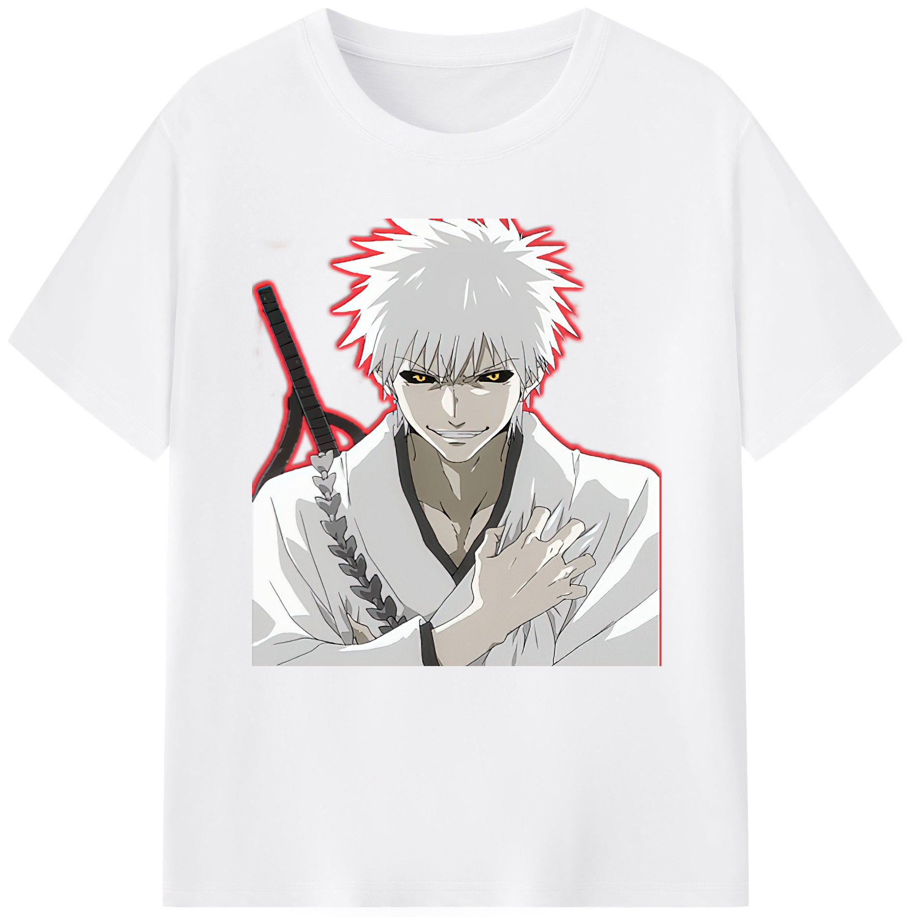 （画像用） ブリーチ 黒崎一護（くろさき いちご）BLEACH Kurosaki Ichigo 綿100％半袖Tシャツ（フロントプリント）