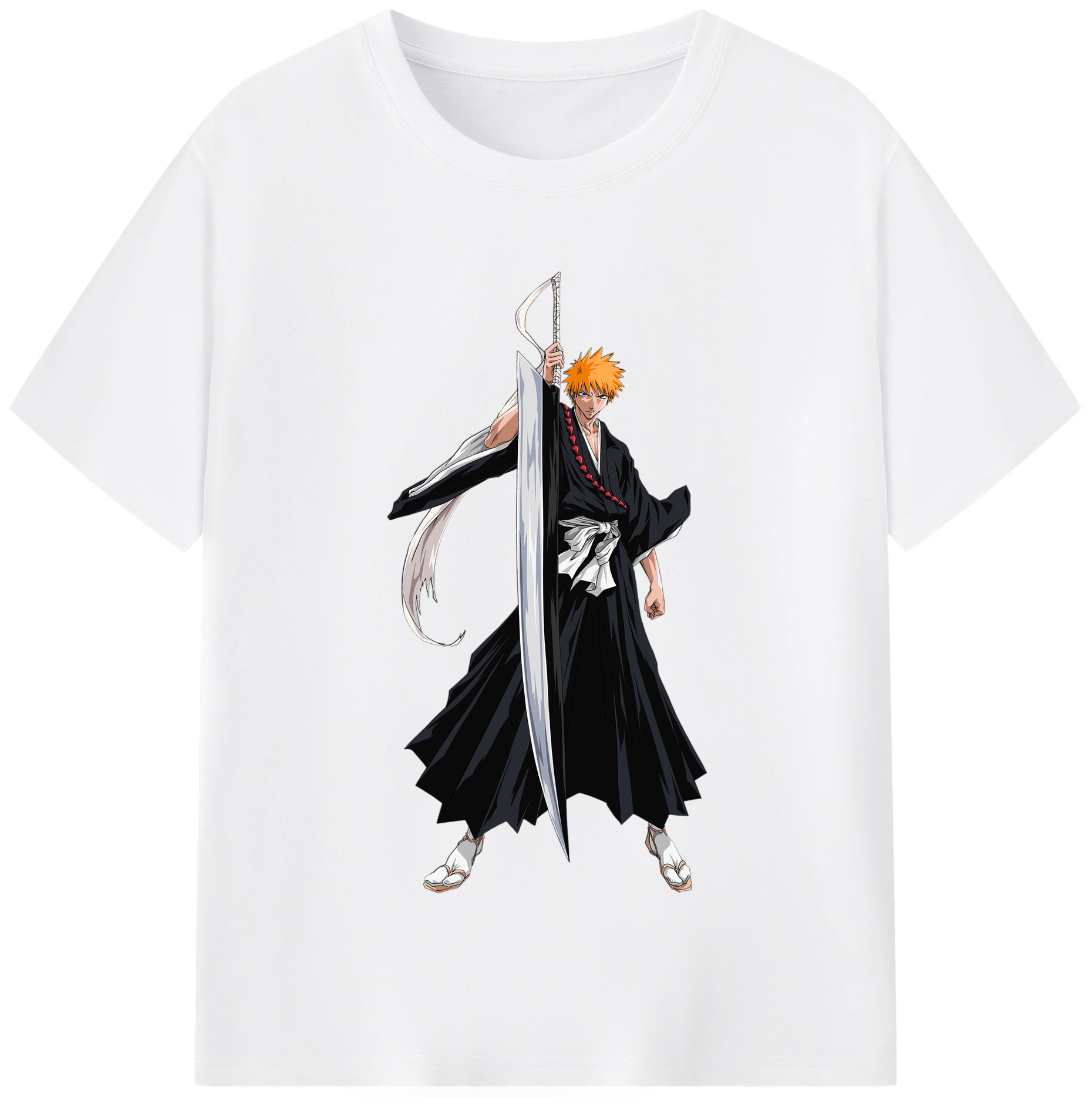 （画像用） ブリーチ 黒崎一護（くろさき いちご）BLEACH Kurosaki Ichigo 綿100％半袖Tシャツ（フロントプリント）