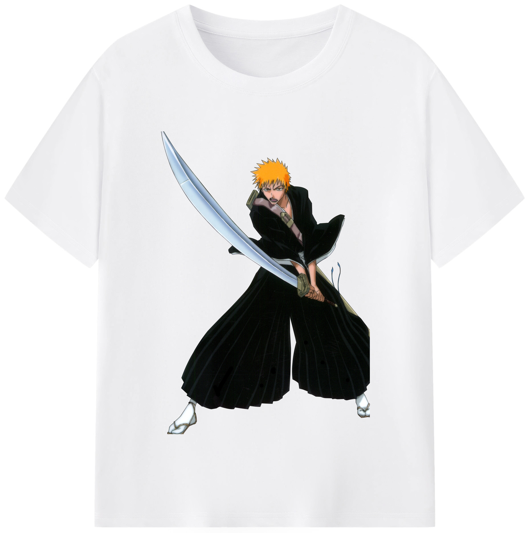 （画像用） ブリーチ 黒崎一護（くろさき いちご）BLEACH Kurosaki Ichigo 綿100％半袖Tシャツ（フロントプリント）