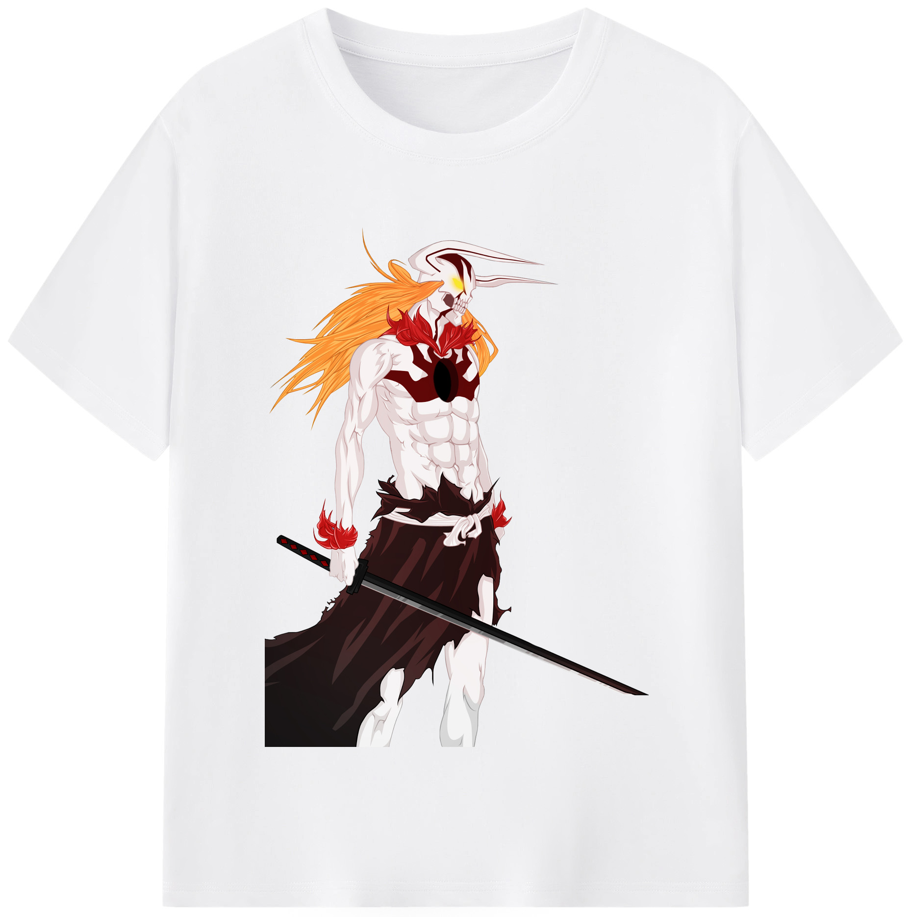 （画像用） ブリーチ 黒崎一護（くろさき いちご）BLEACH Kurosaki Ichigo 綿100％半袖Tシャツ（フロントプリント）