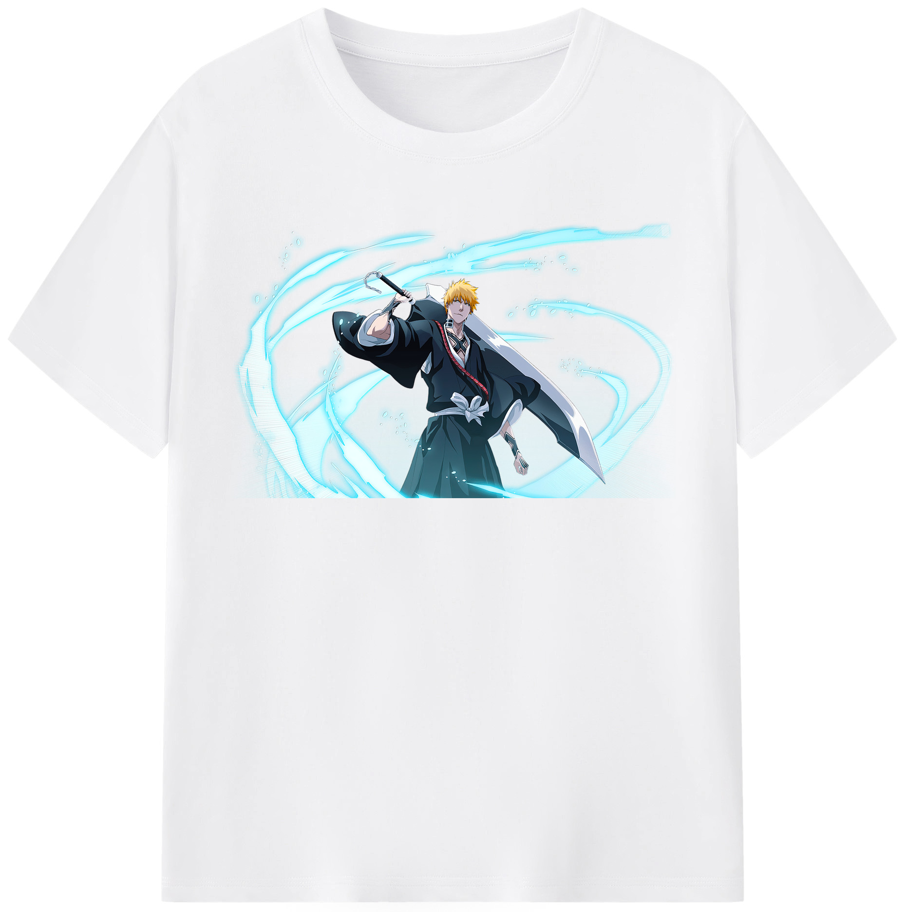 （画像用） ブリーチ 黒崎一護（くろさき いちご）BLEACH Kurosaki Ichigo 綿100％半袖Tシャツ（フロントプリント）