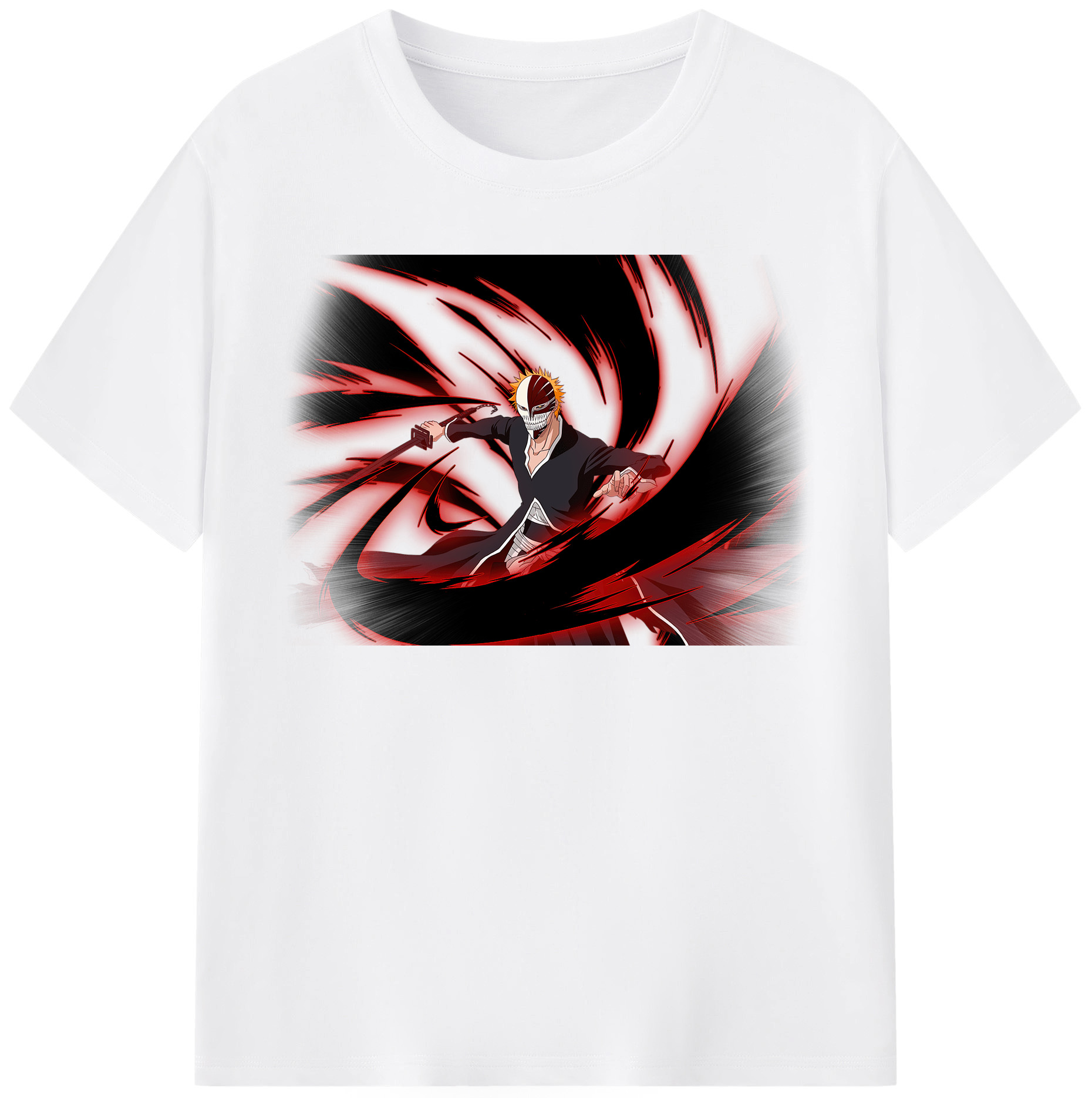 （画像用） ブリーチ 黒崎一護（くろさき いちご）BLEACH Kurosaki Ichigo 綿100％半袖Tシャツ（フロントプリント）