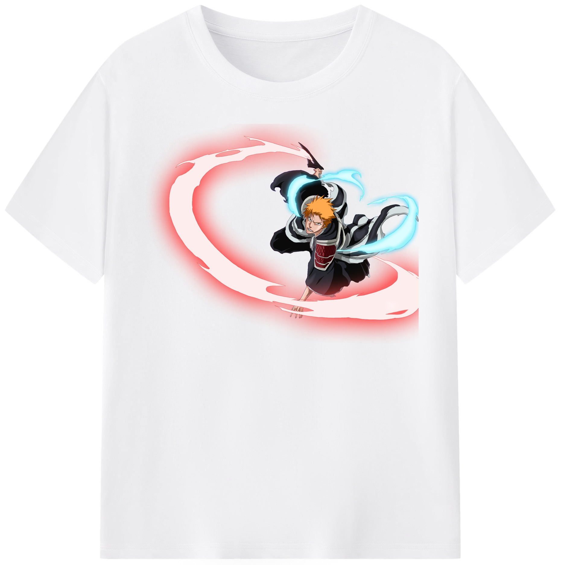（画像用） ブリーチ 黒崎一護（くろさき いちご）BLEACH Kurosaki Ichigo 綿100％半袖Tシャツ（フロントプリント）