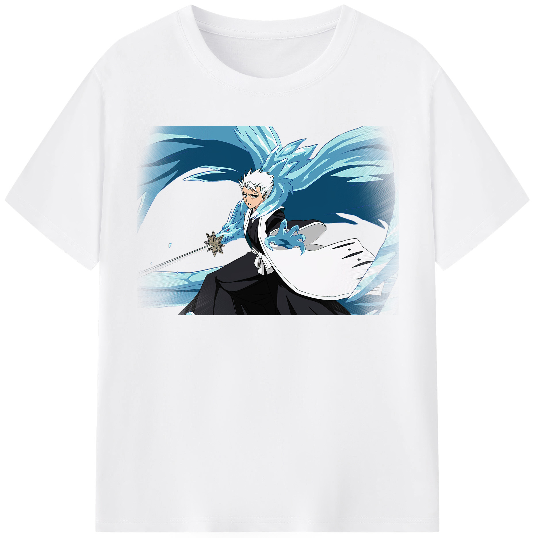 （画像用） ブリーチ 日番谷冬獅郎（ひつがや とうしろう） BLEACH Hitsugaya Toushirou 綿100％半袖Tシャツ（フロントプリント）