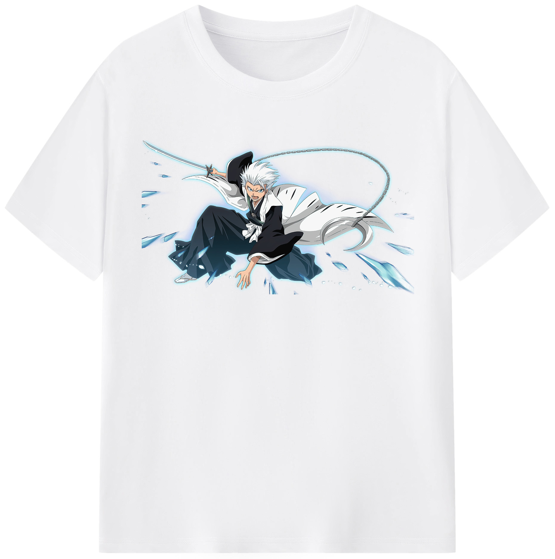（画像用） ブリーチ 日番谷冬獅郎（ひつがや とうしろう） BLEACH Hitsugaya Toushirou 綿100％半袖Tシャツ（フロントプリント）