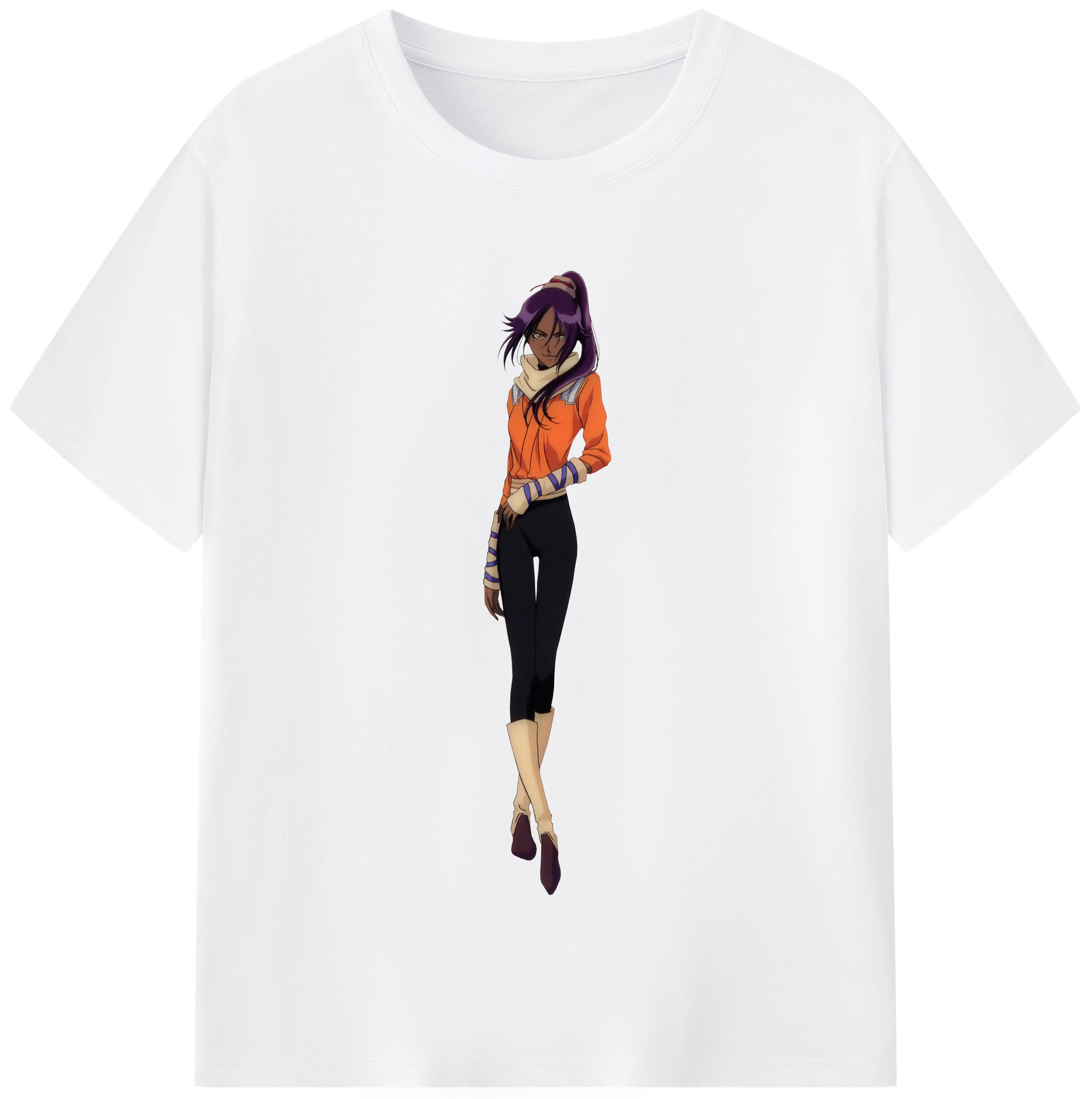 （画像用） ブリーチ 四楓院 夜一（しほういん よるいち） BLEACH Shihouin Yoruichi 綿100％半袖Tシャツ（フロントプリント）