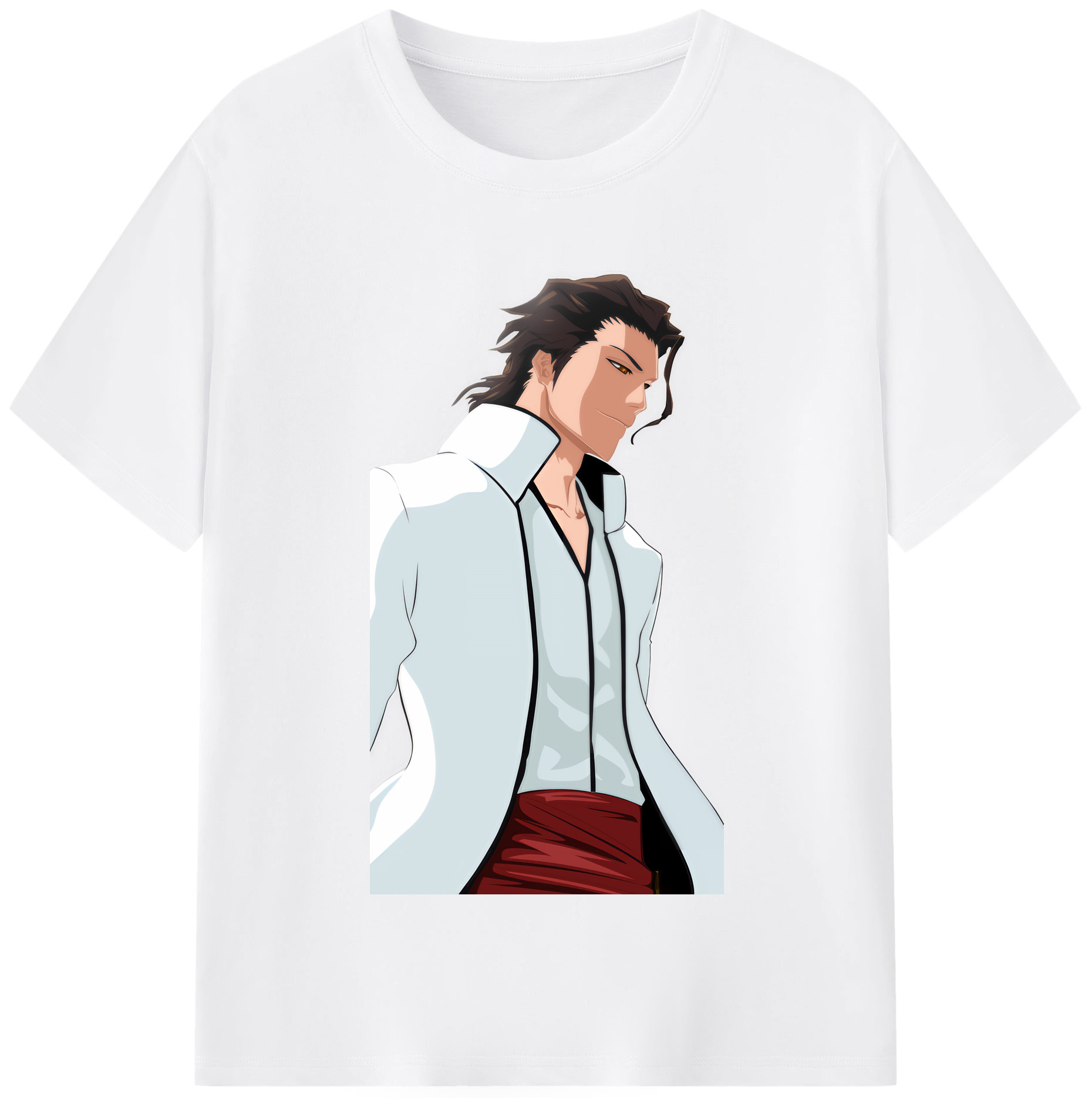 （画像用） ブリーチ 藍染 惣右介（あいぜん そうすけ） BLEACH Aizen Sousuke 綿100％半袖Tシャツ（フロントプリント）